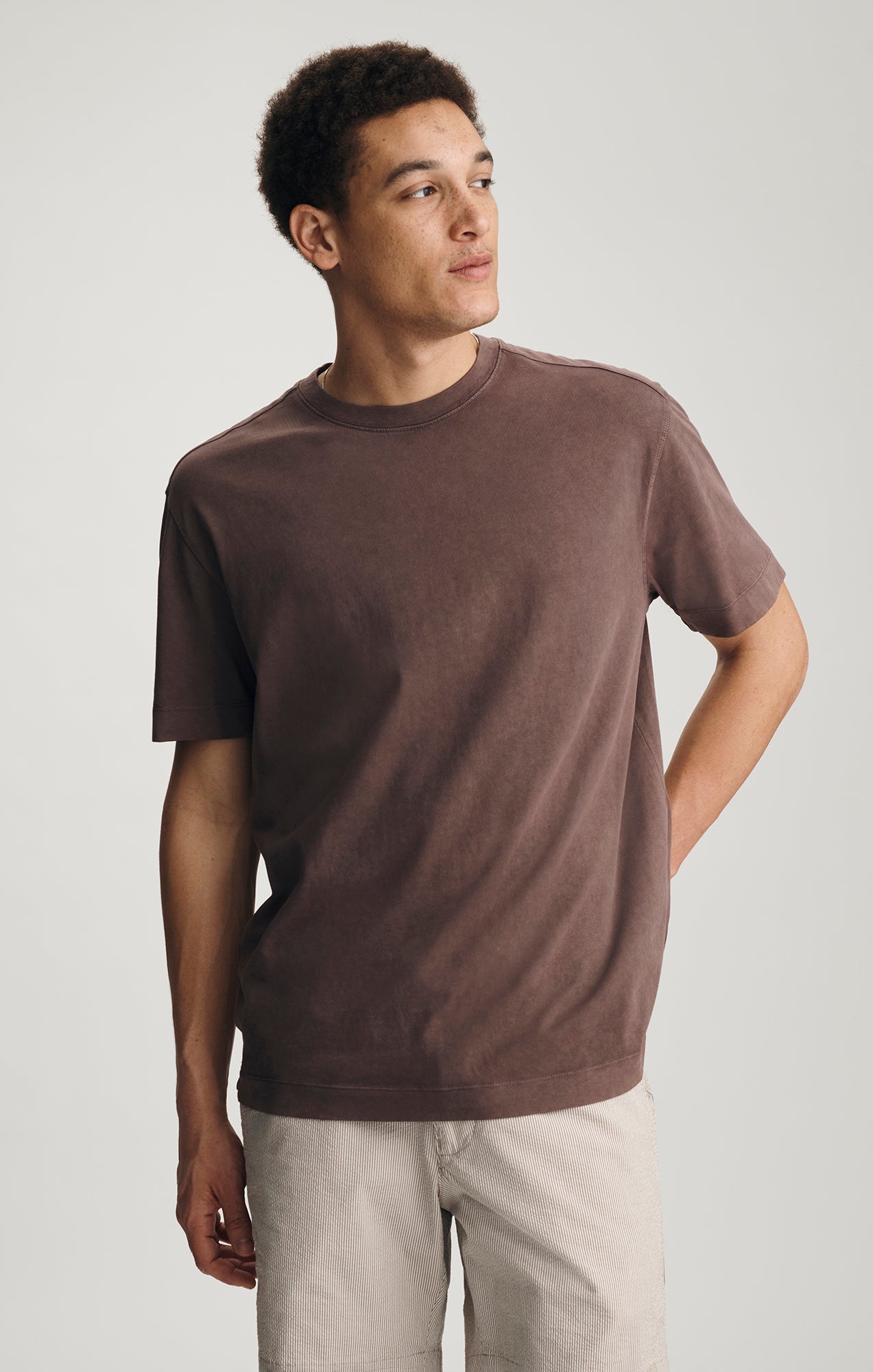 BACK SEAM CREW NECK T-SHIRT IN CHOCOLATE MARTINI - Mavi Jeans