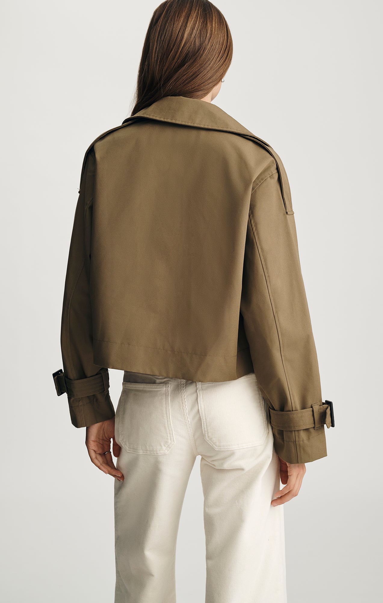 CROPPED TRENCH COAT IN MILITARY OLIVE - Mavi Jeans