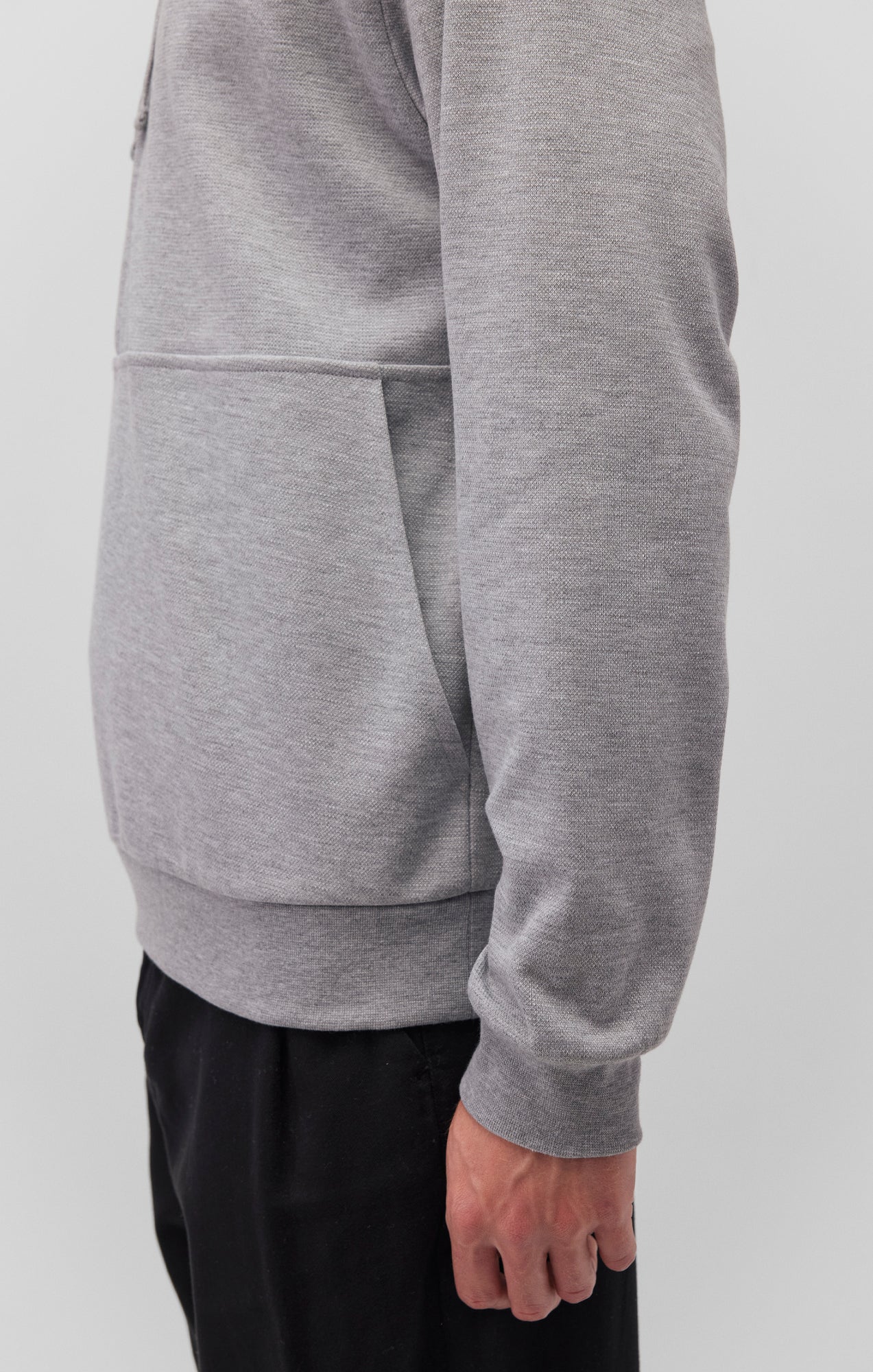 QUARTER ZIP POCKET SWEATSHIRT IN LIGHT GREY MELANGE - Mavi Jeans