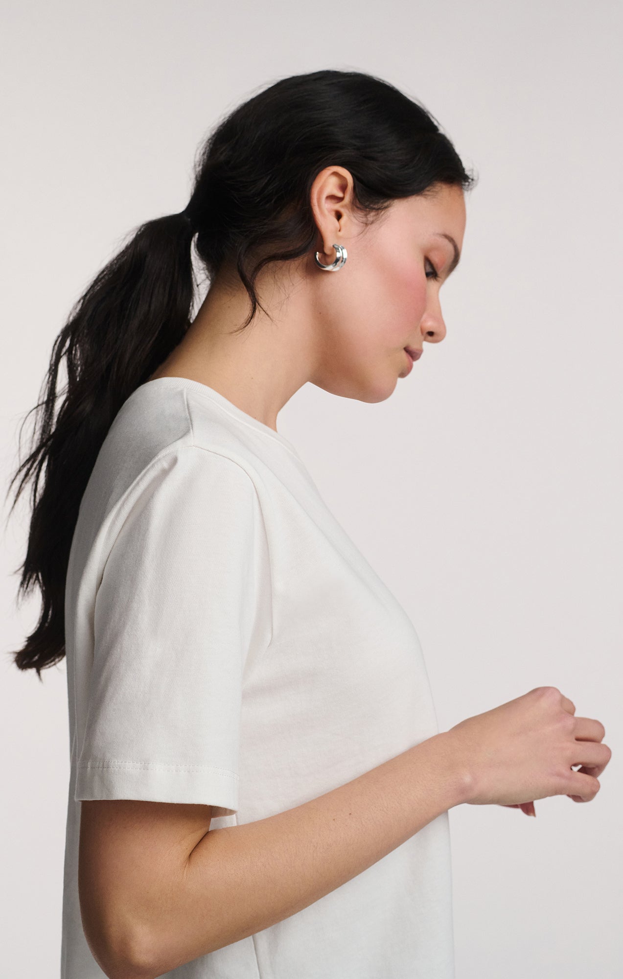 SHORT SLEEVE CREW NECK T-SHIRT IN ANTIQUE WHITE - Mavi Jeans