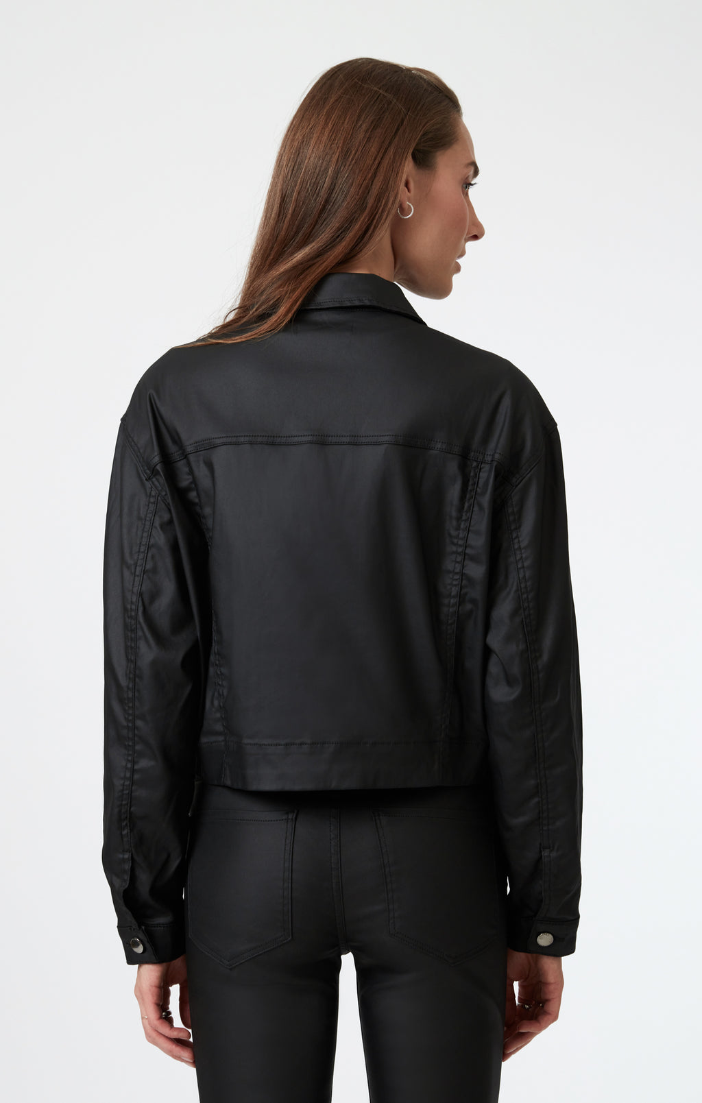 MAREN CROP JACKET IN BLACK COATED - Mavi Jeans