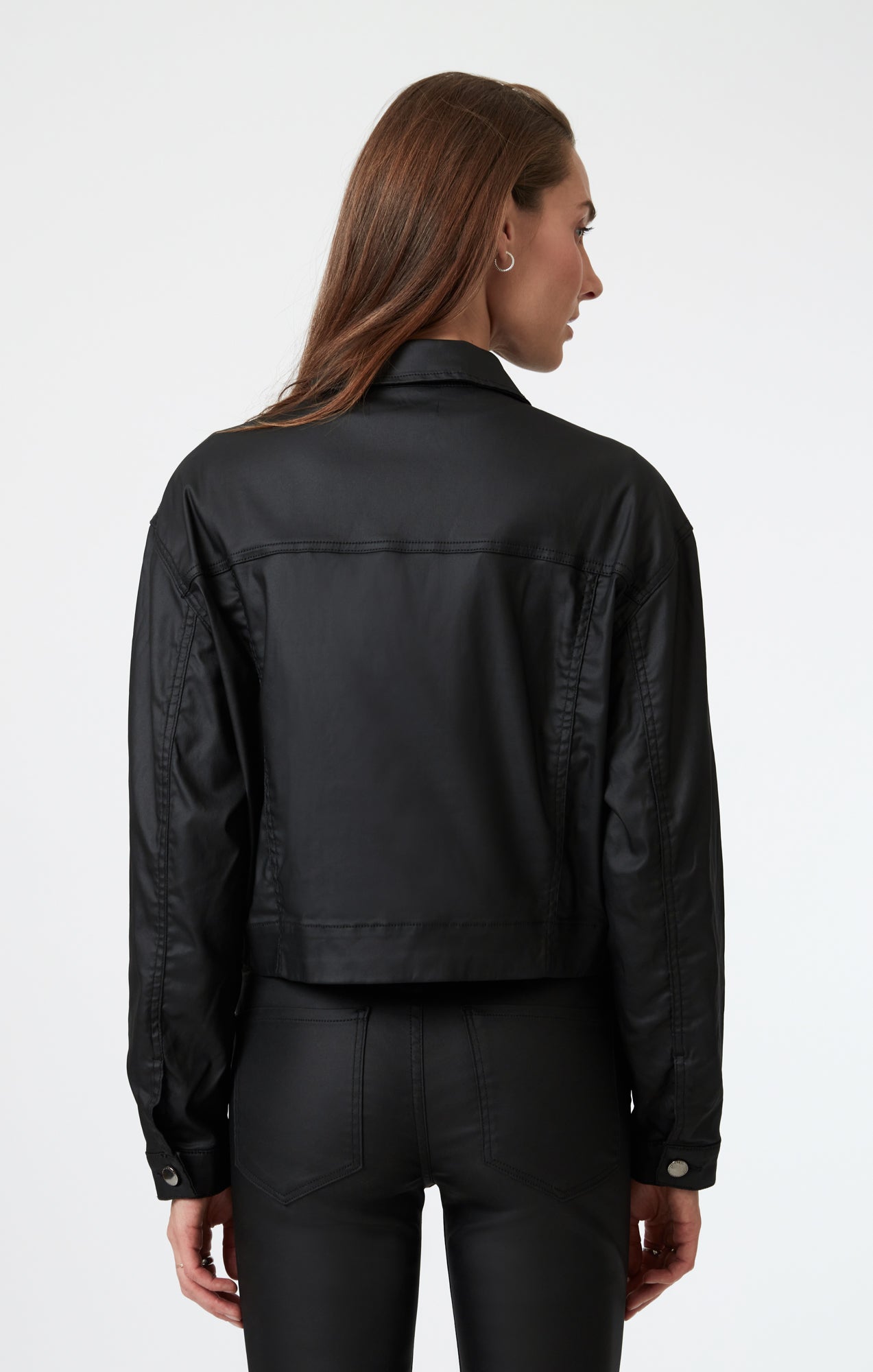 MAREN CROP JACKET IN BLACK COATED - Mavi Jeans