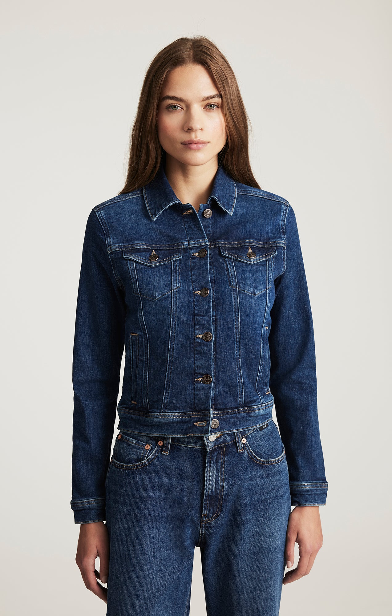 CECILIA DENIM JACKET IN DARK BRUSHED FLEX BLUE - Mavi Jeans