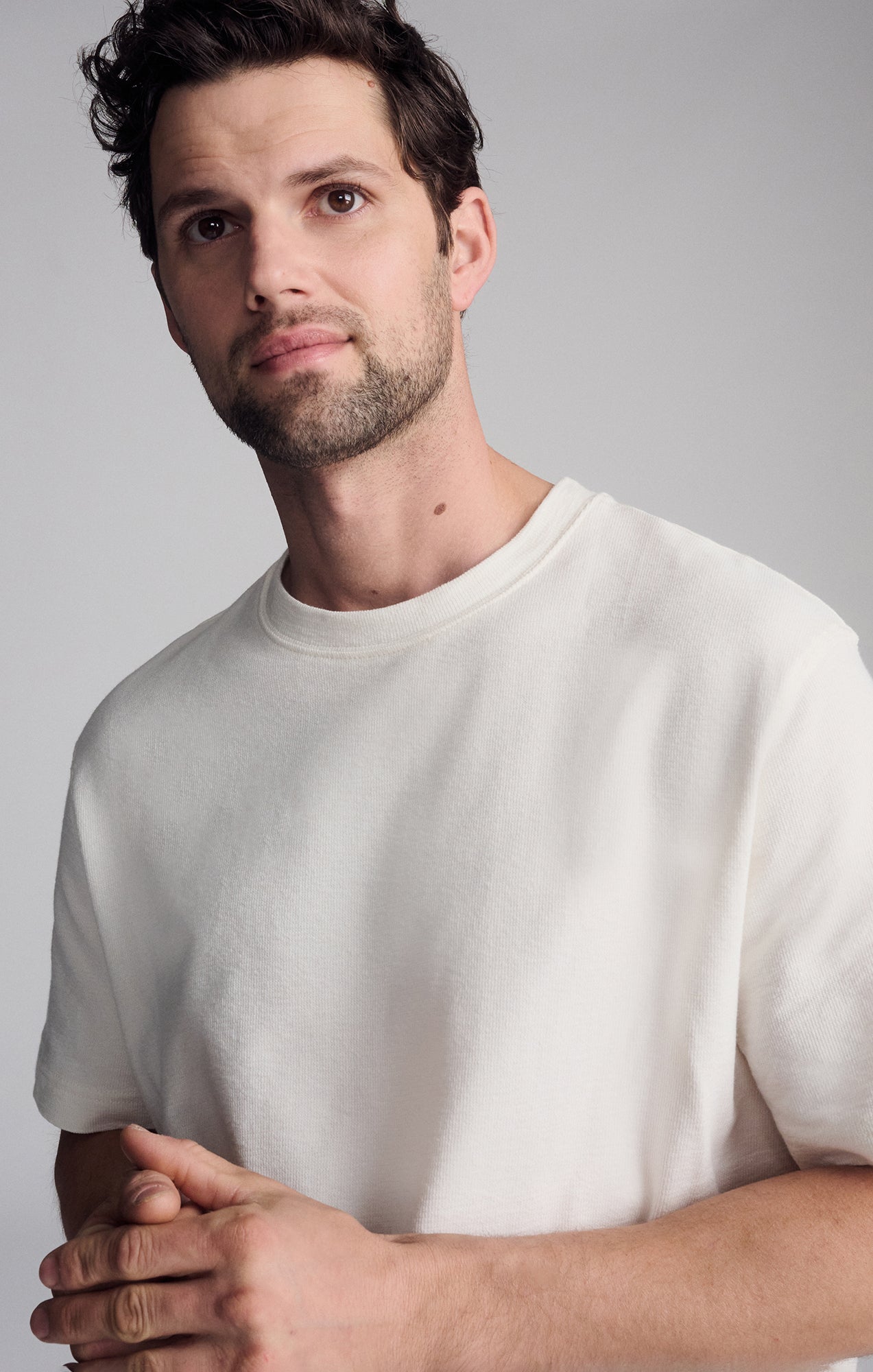 SHORT SLEEVE CREW NECK T-SHIRT IN ANTIQUE WHITE - Mavi Jeans