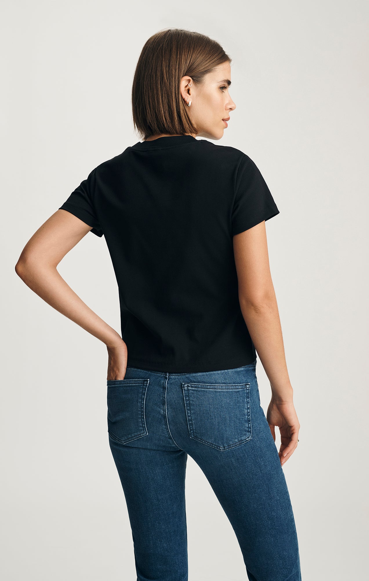 トップス Jentlouis Rivet T-Shirt Black M Mavi Women's Layla Ribbed Baby T-Shirt In Black – Mavi Jeans