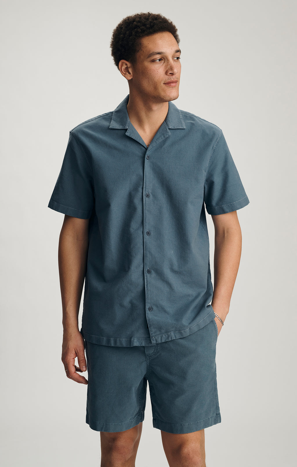 CAMP COLLAR SHORT SLEEVE SHIRT IN FLINT STONE - Mavi Jeans