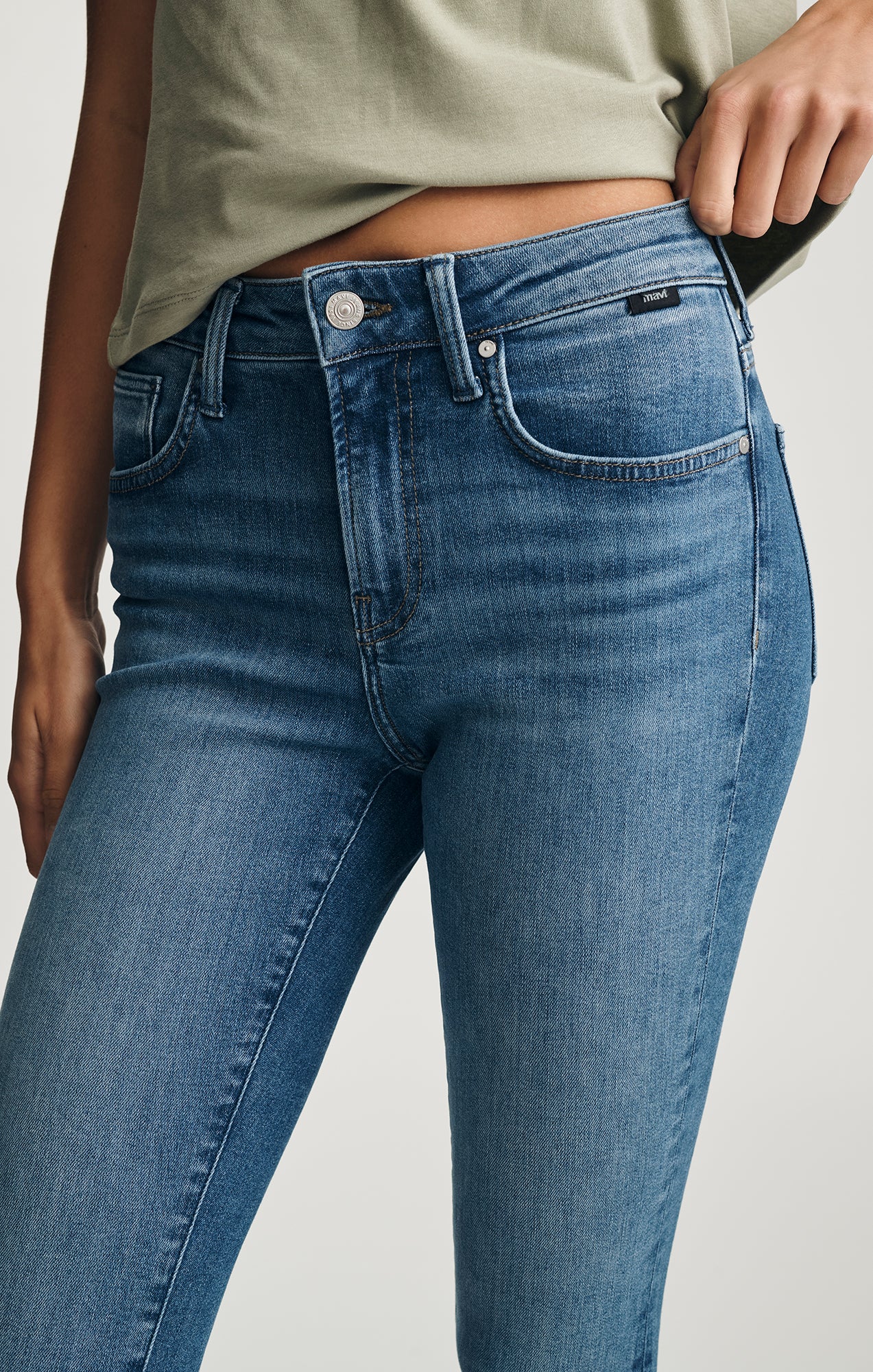 TESS SKINNY IN MID BRUSHED FLEX BLUE - Mavi Jeans