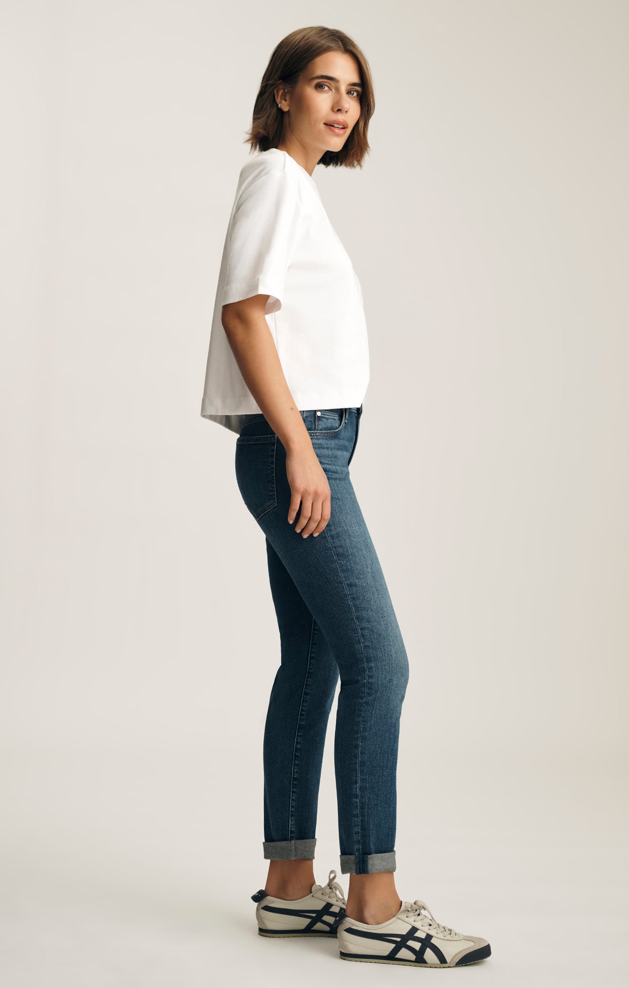KATHLEEN SLIM BOYFRIEND IN DARK BRUSHED FLEX BLUE - Mavi Jeans