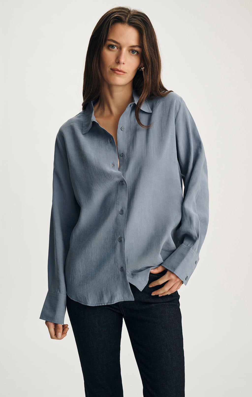 LUXE TOUCH TENCEL™ BUTTON-UP SHIRT IN INFINITY