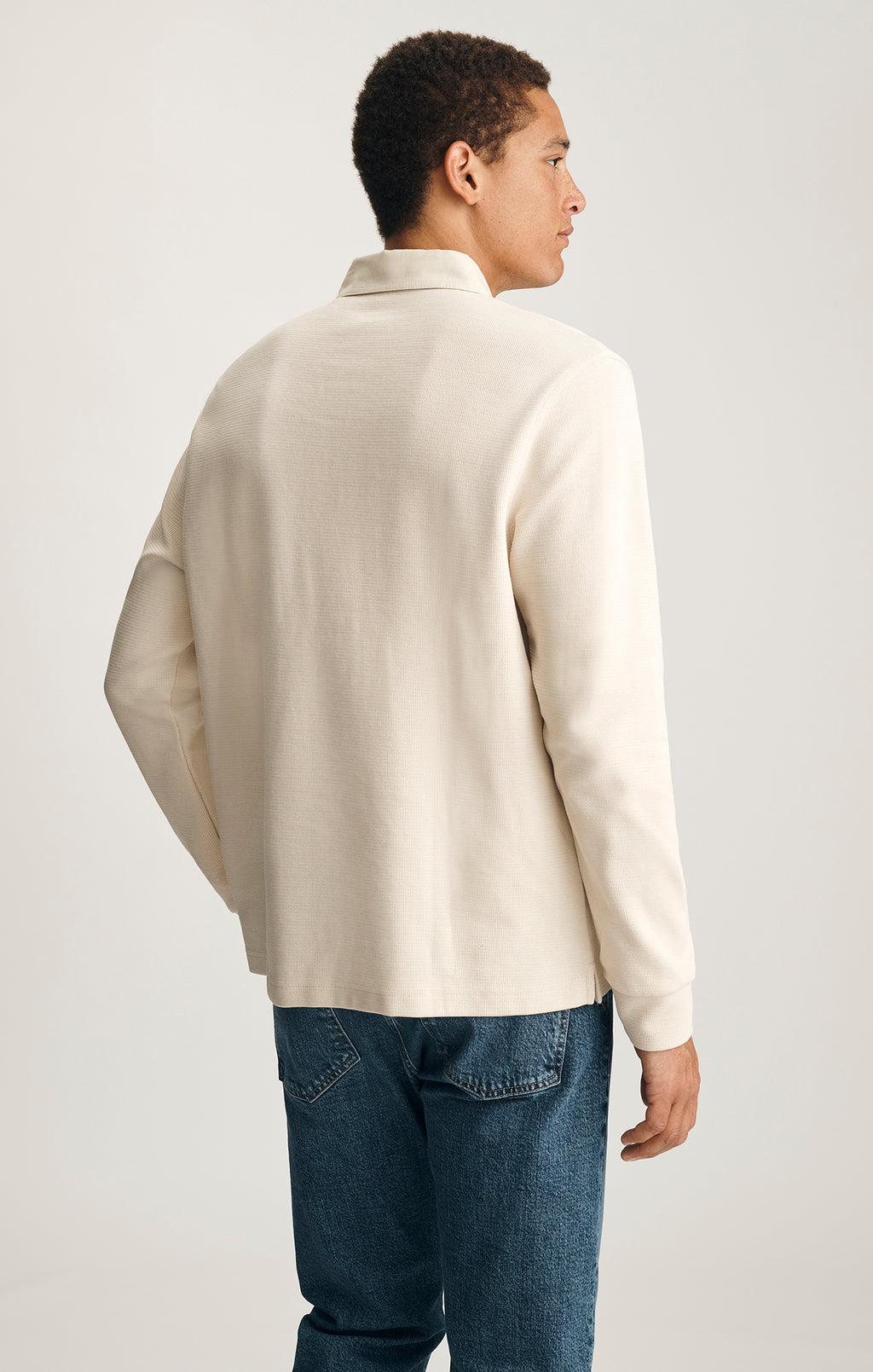 LONG SLEEVE POLO T-SHIRT IN PEYOTE