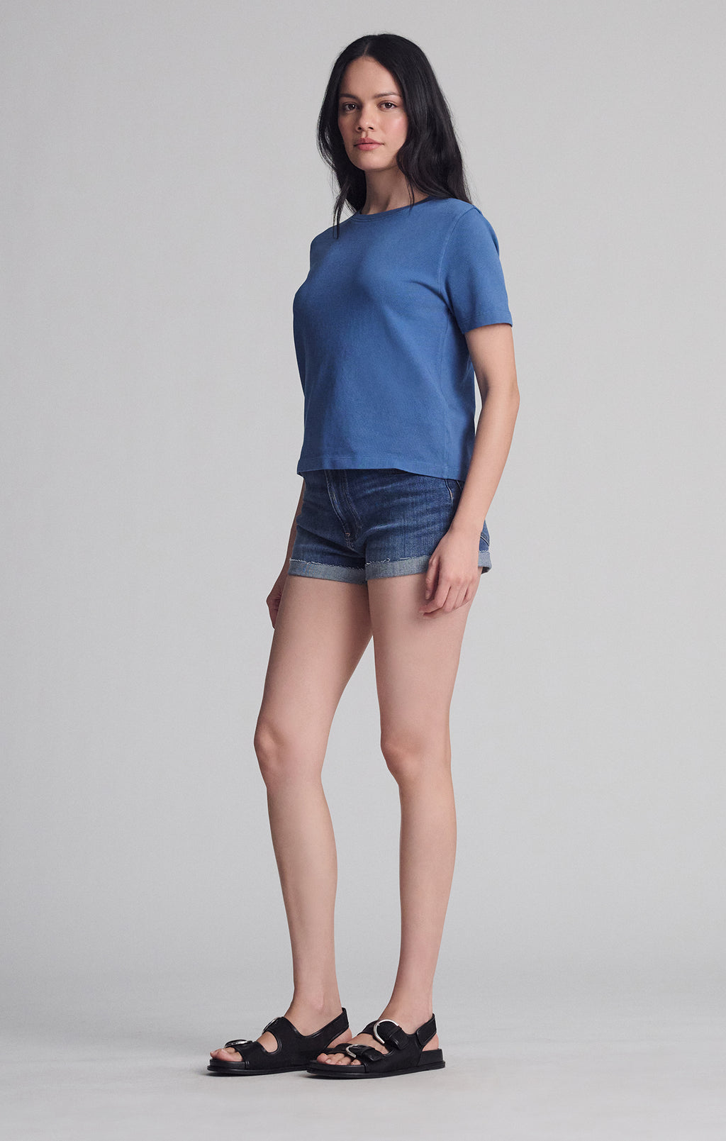 SHORT SLEEVE CREW NECK T-SHIRT IN HORIZON BLUE - Mavi Jeans