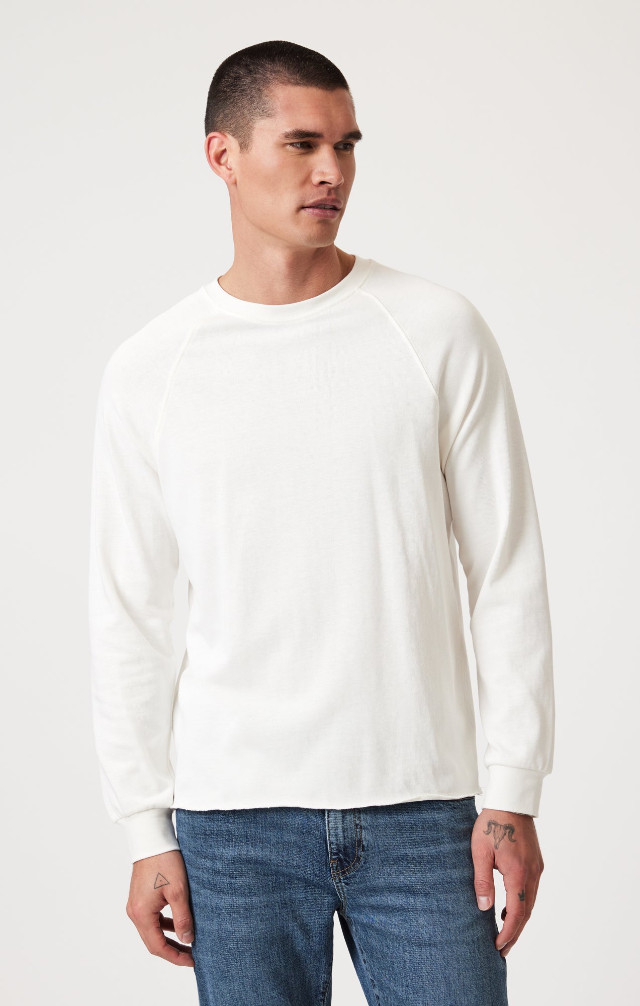 JERSEY LONG SLEEVE T-SHIRT IN ANTIQUE WHITE - Mavi Jeans