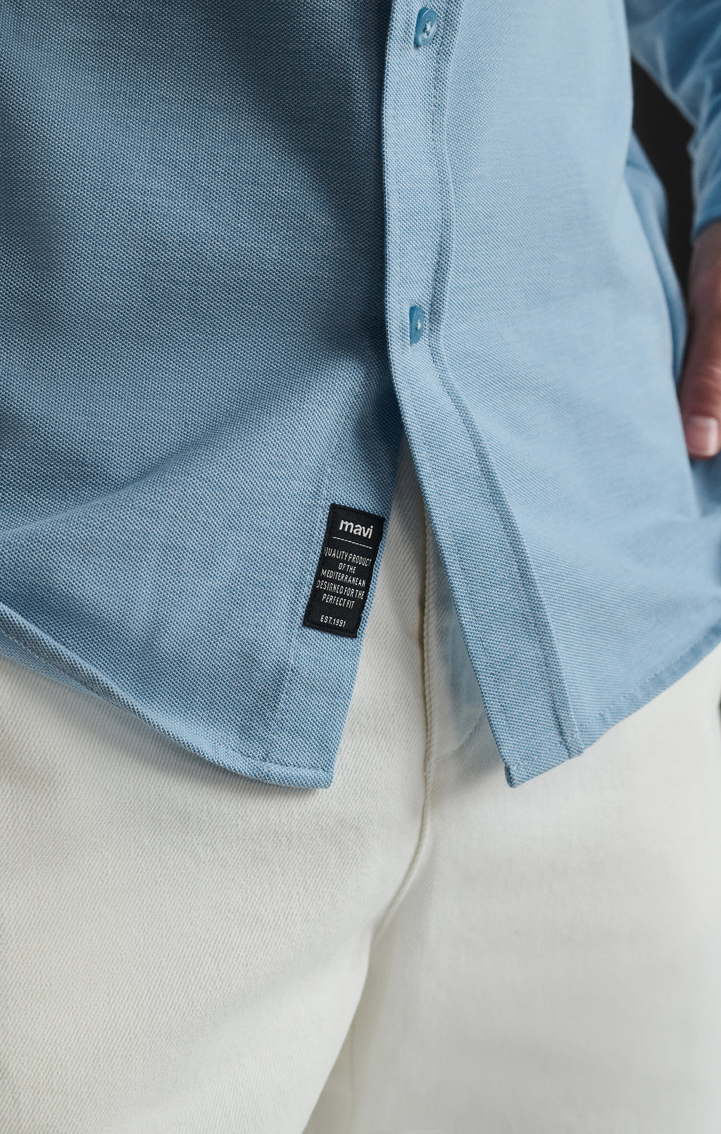 LONG SLEEVE BUTTON-UP SHIRT IN BLUE SHADOW - Mavi Jeans