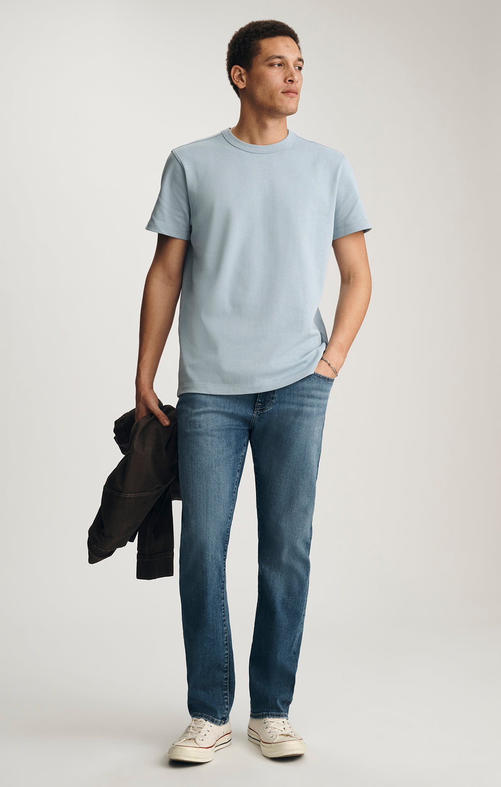 HERITAGE CREW NECK T-SHIRT IN DUSTY BLUE - Mavi Jeans