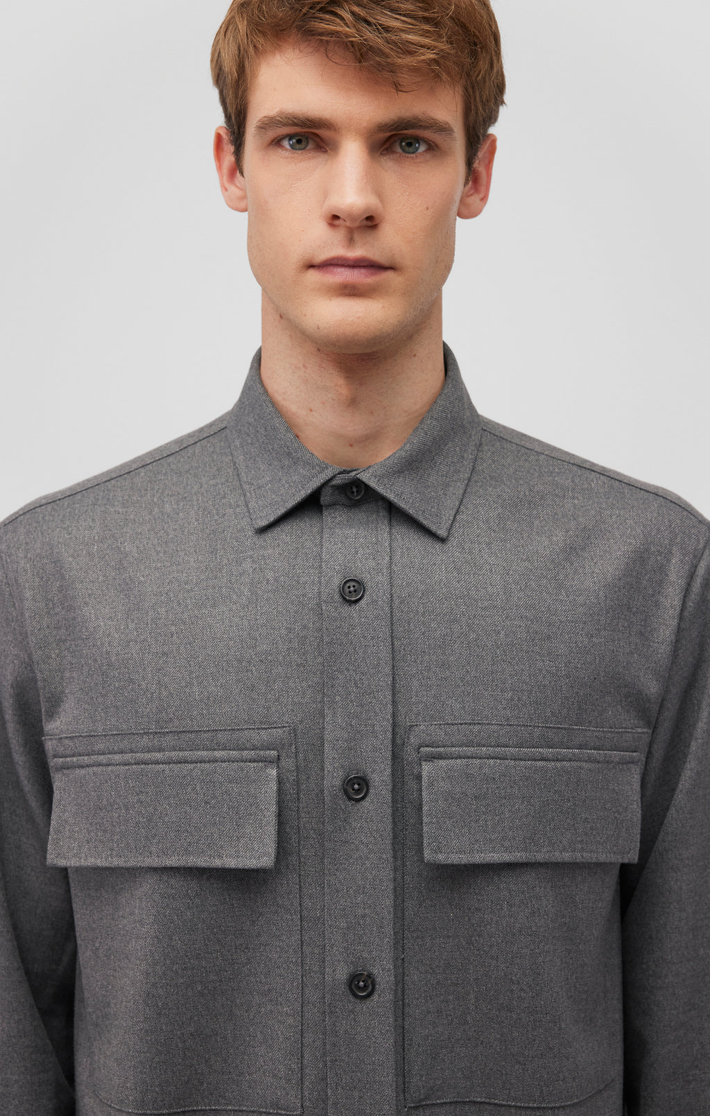 DOUBLE POCKET SHIRT IN DARK GREY MELANGE - Mavi Jeans