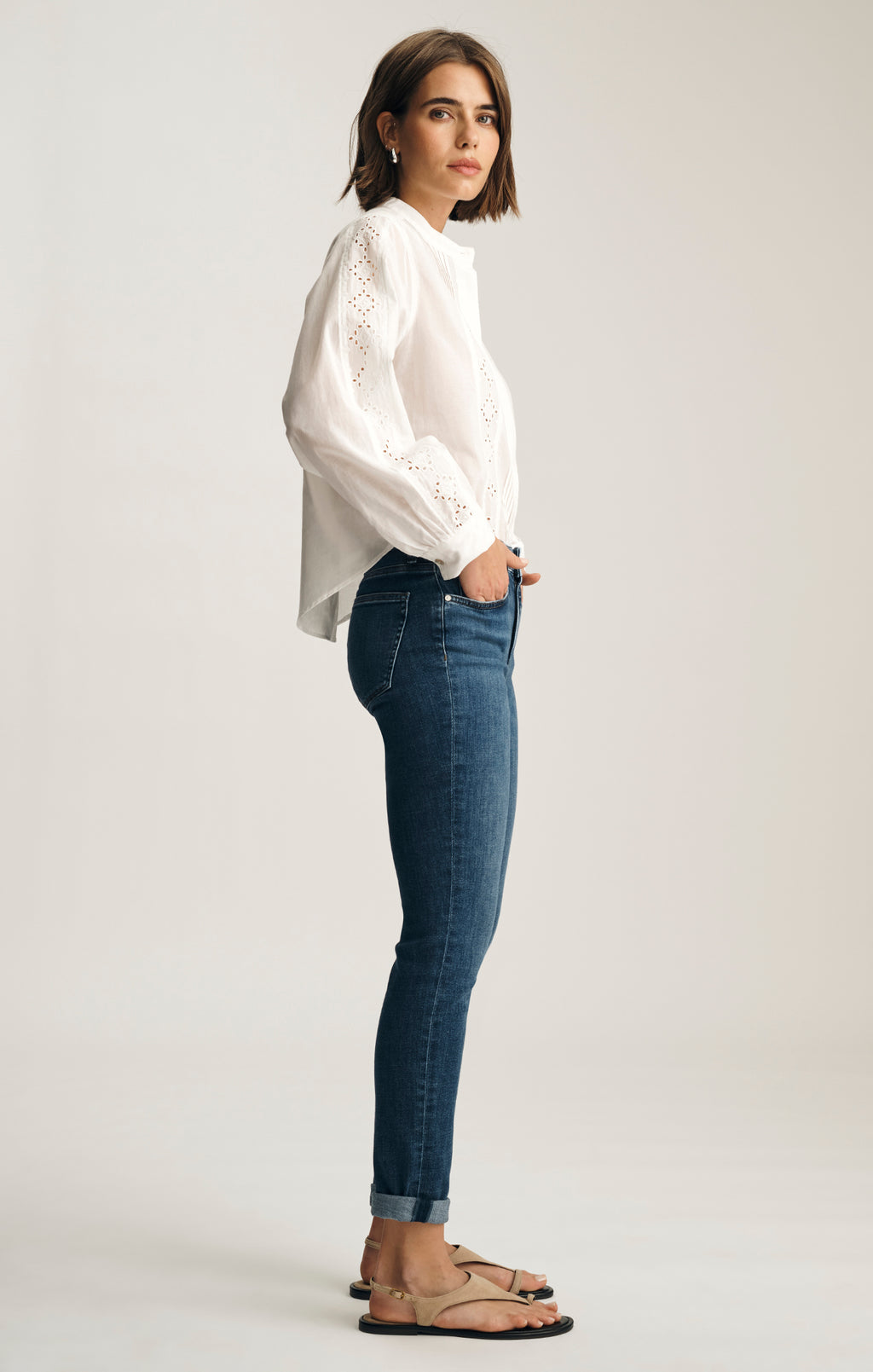 KATHLEEN SLIM BOYFRIEND IN DARK BRUSHED FEATHER BLUE - Mavi Jeans