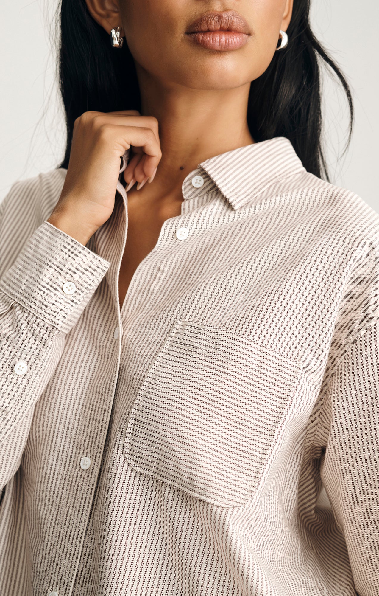 ONE POCKET BUTTON-UP SHIRT IN BURGUNDY STRIPED - Mavi Jeans