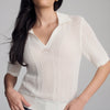 KNIT POLO SWEATER IN ANTIQUE WHITE - Mavi Jeans