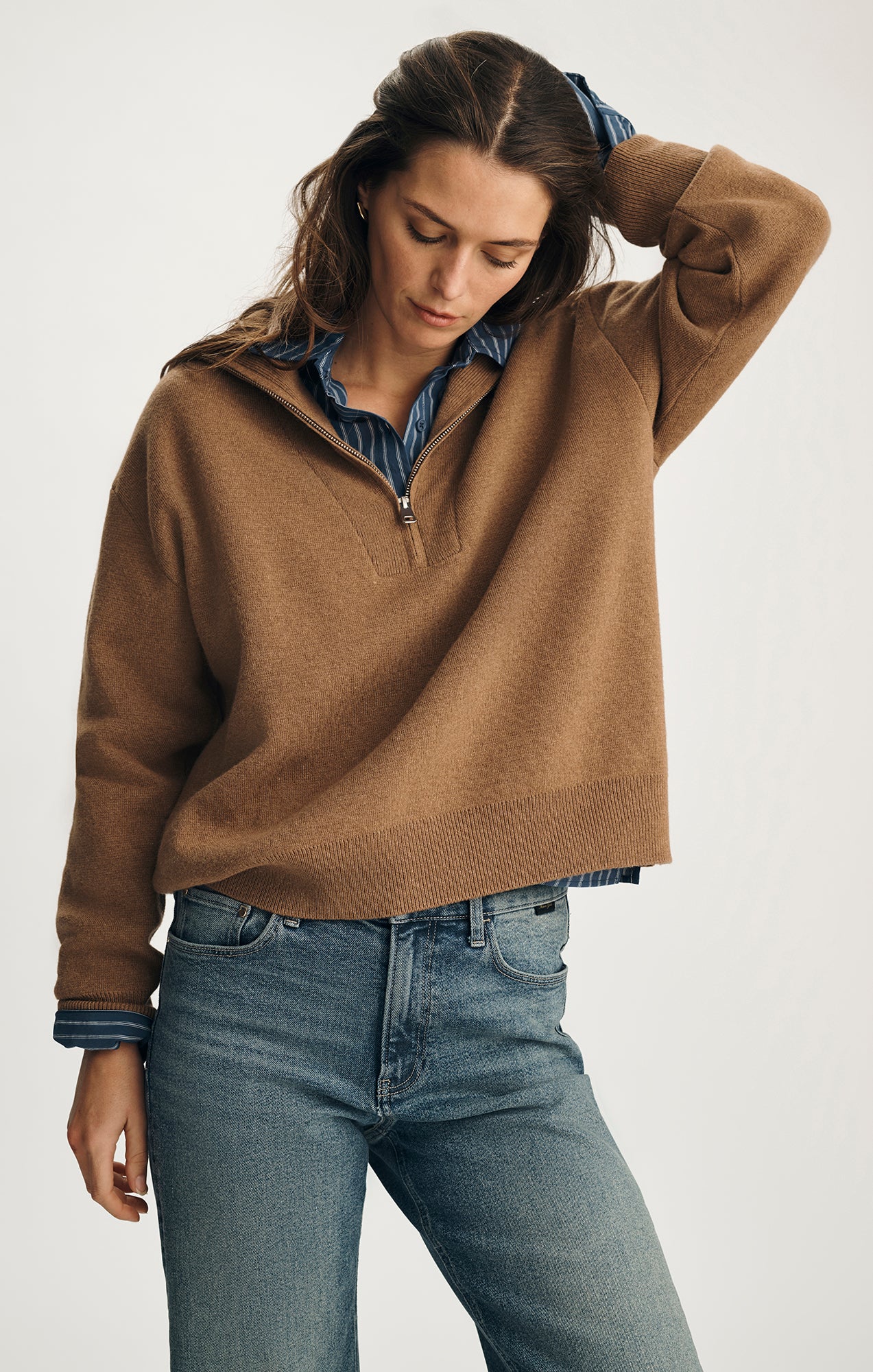 HALF ZIP SWEATER IN KELP