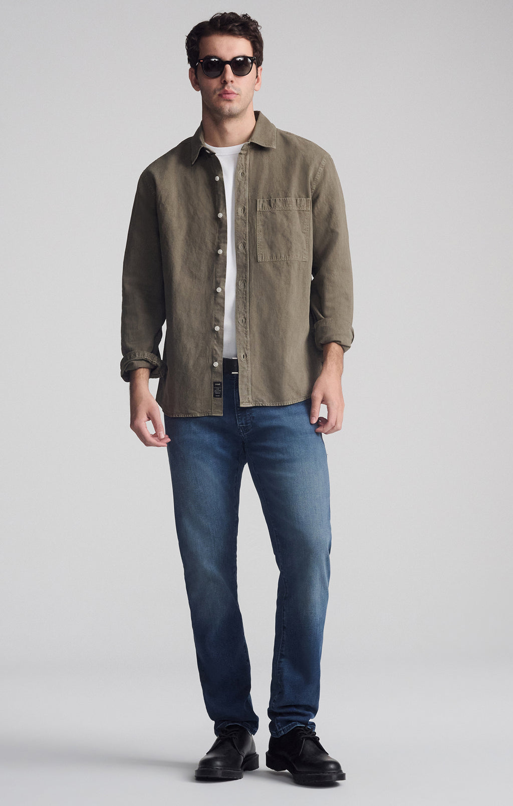 ONE POCKET LONG SLEEVE BUTTON-UP SHIRT IN BUNGEE CORD - Mavi Jeans