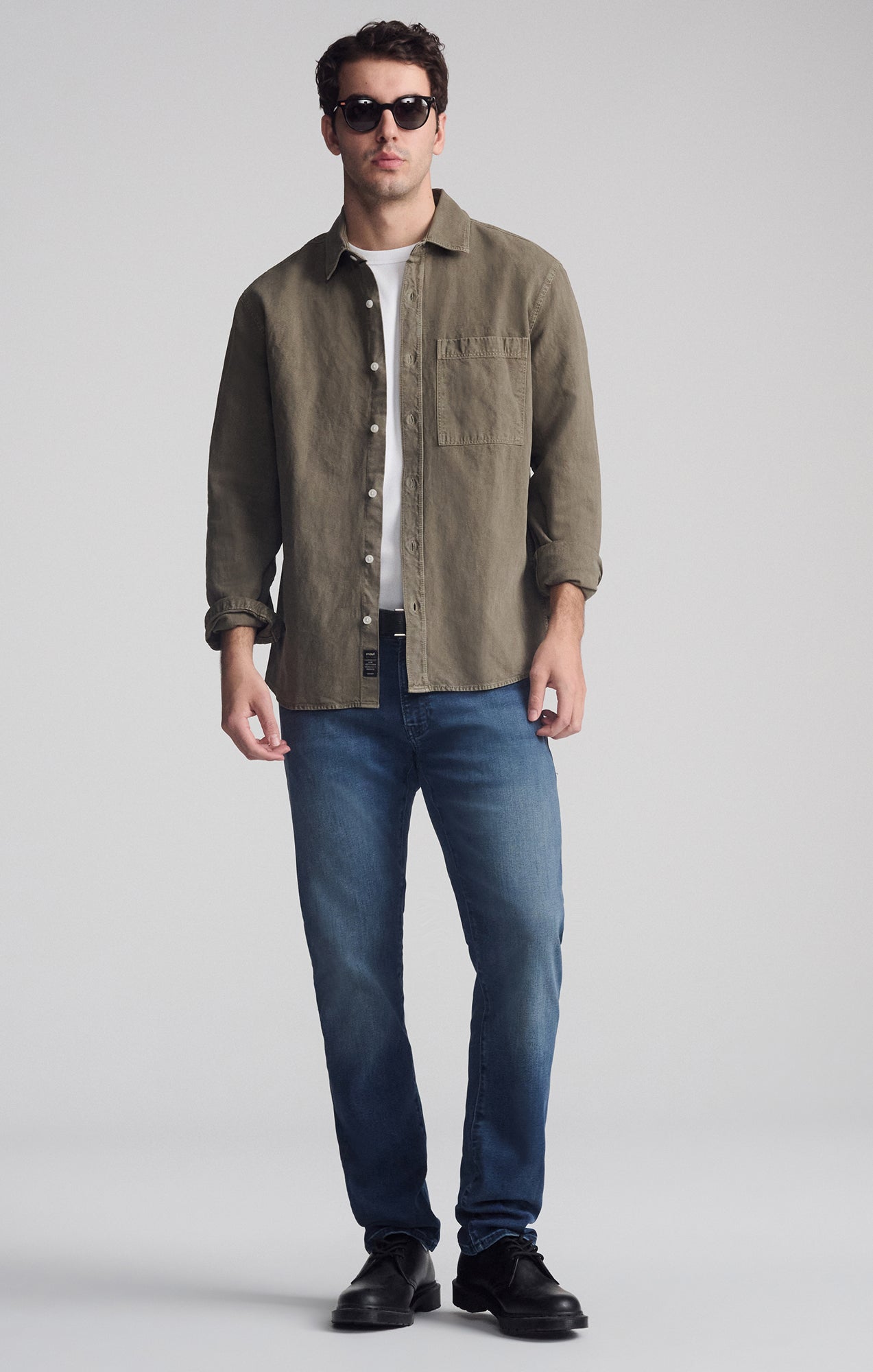 ONE POCKET LONG SLEEVE BUTTON-UP SHIRT IN BUNGEE CORD - Mavi Jeans