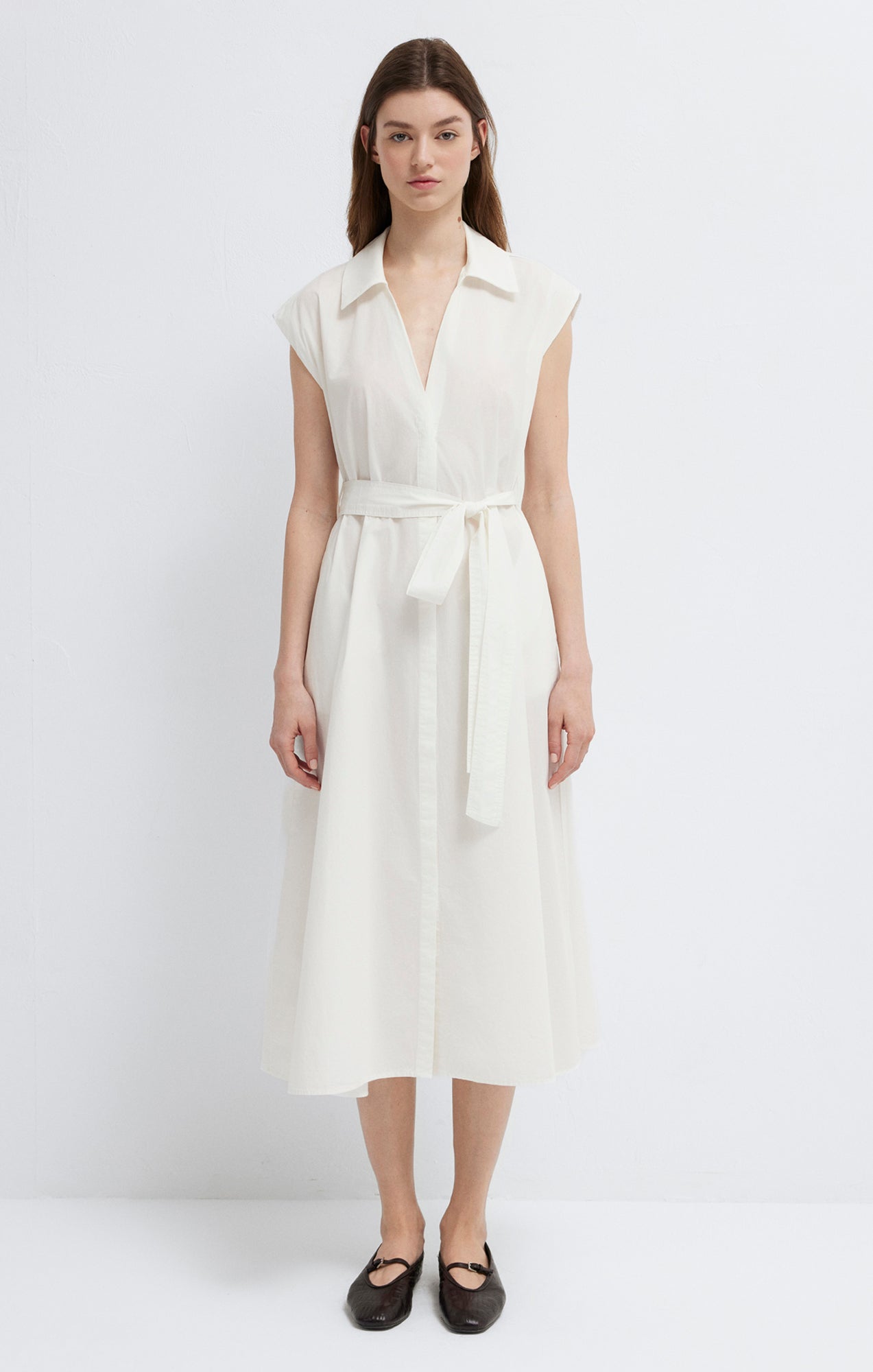 tie waist midi dress White Button Front Collared SSYS Refined and versatile this sleeveless knit midi dress features a structured collar and adjustable tie waist for a flattering fit Womens Roman Pink Buttoned Tie