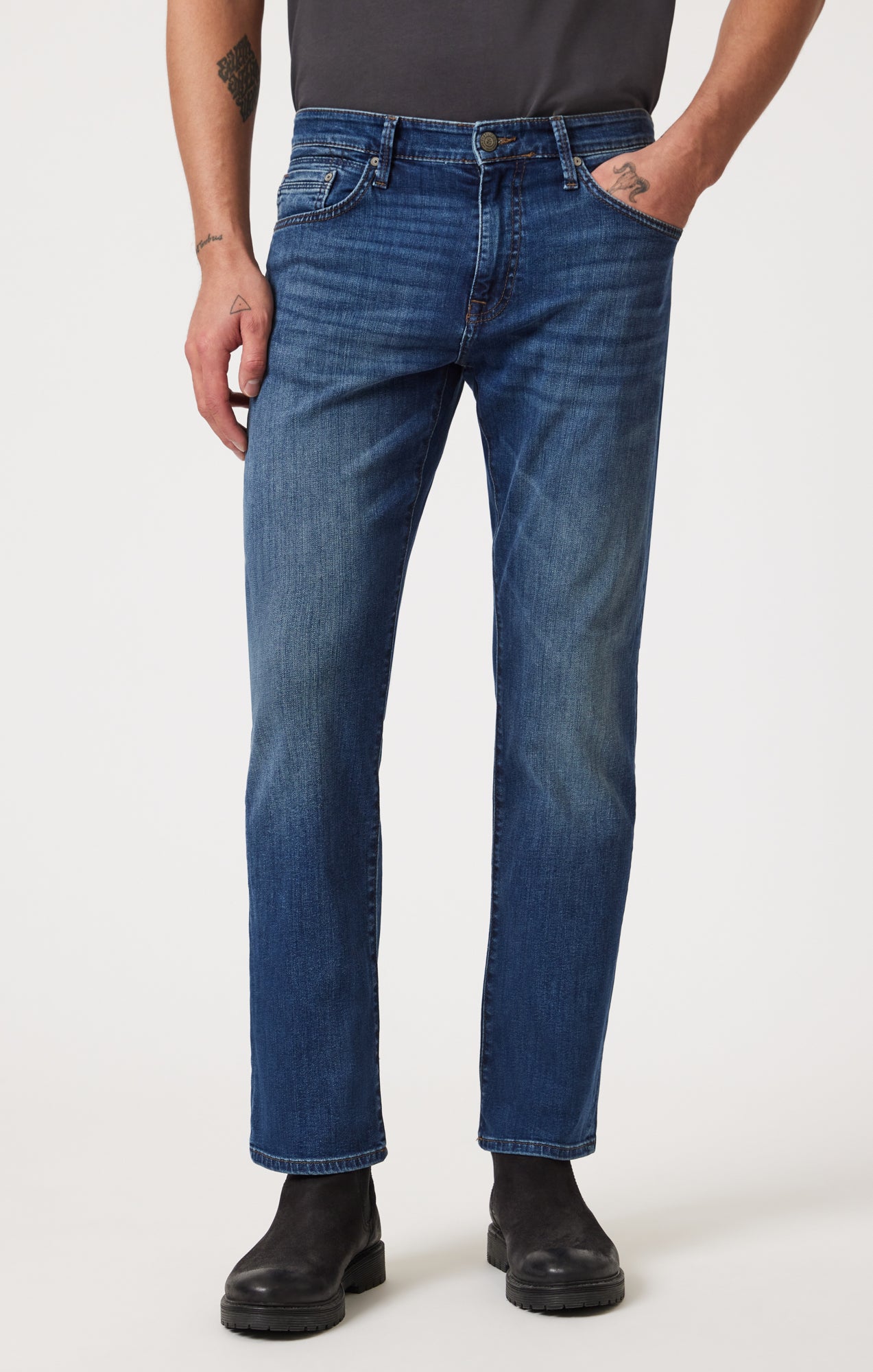 Mavi Jean Matt Mid Cooper pour homme, Williamsburg brossé profond