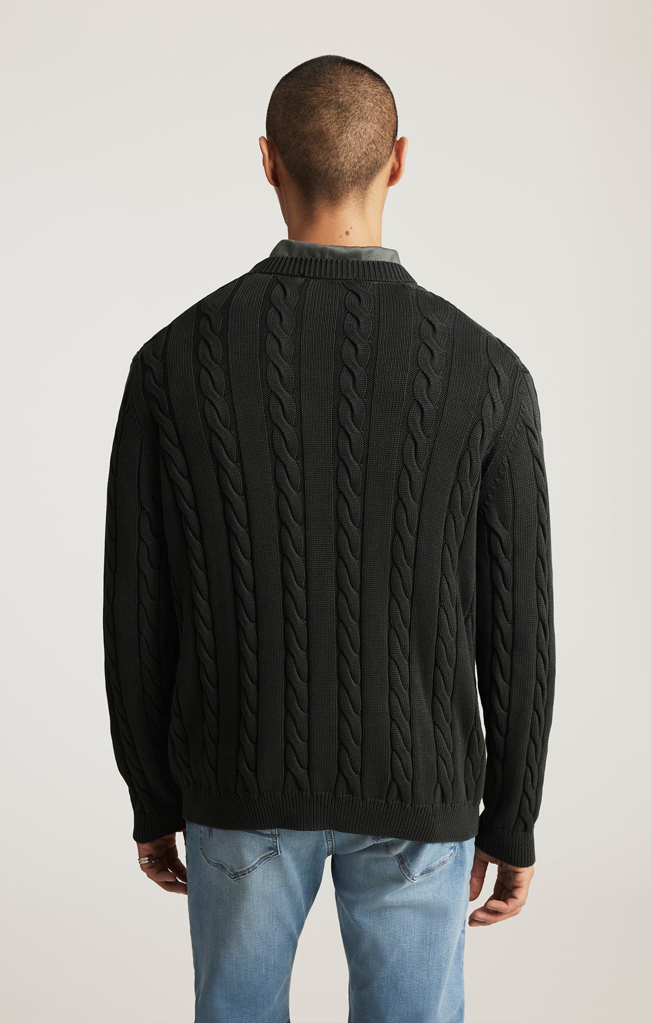CABLE-KNIT SWEATER IN FROST GRAY - Mavi Jeans
