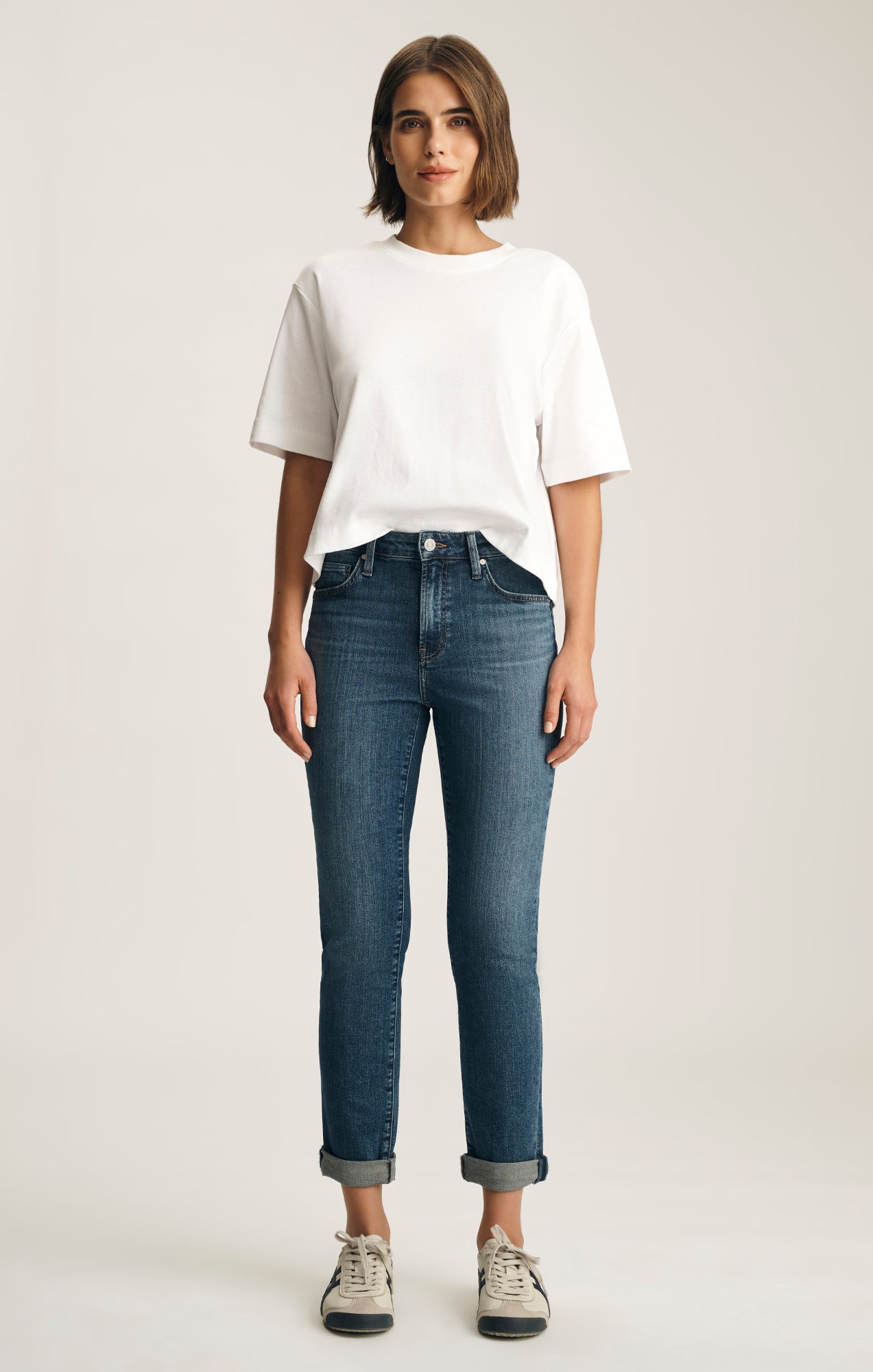 KATHLEEN SLIM BOYFRIEND IN DARK BRUSHED FLEX BLUE - Mavi Jeans