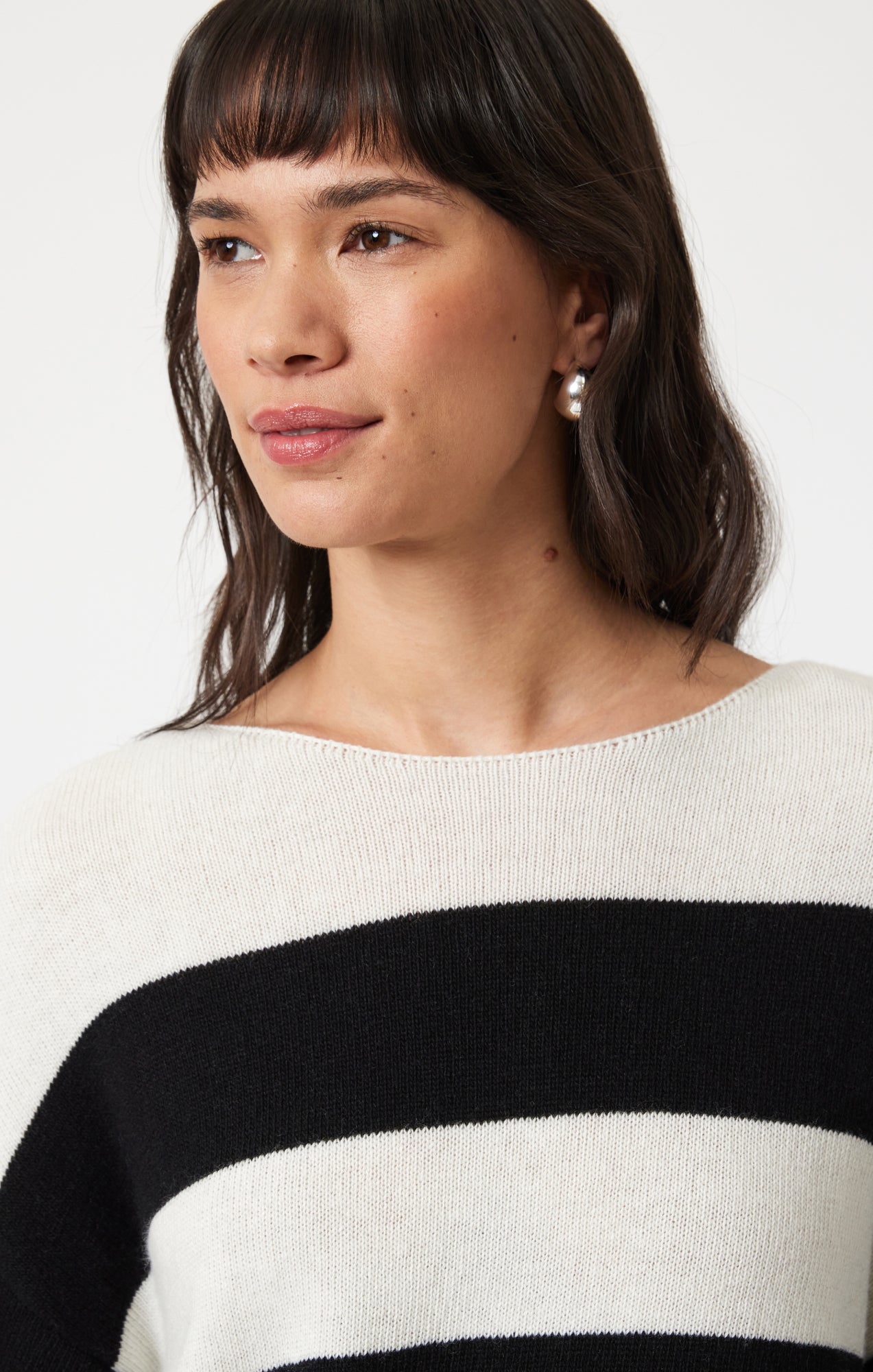 BOAT NECK SWEATER IN BLACK STRIPE - Mavi Jeans