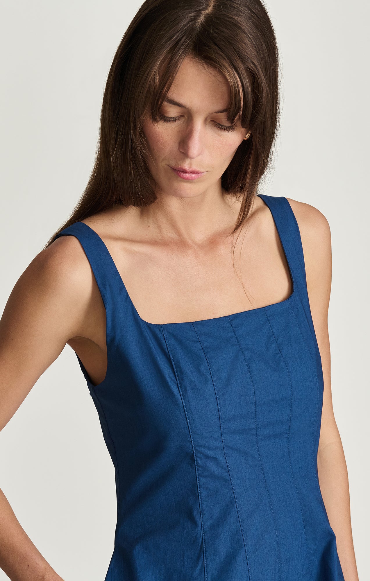 navy blue square neck dress Mavi Women's Square Neck Seamed Mini Dress In Navy Peony