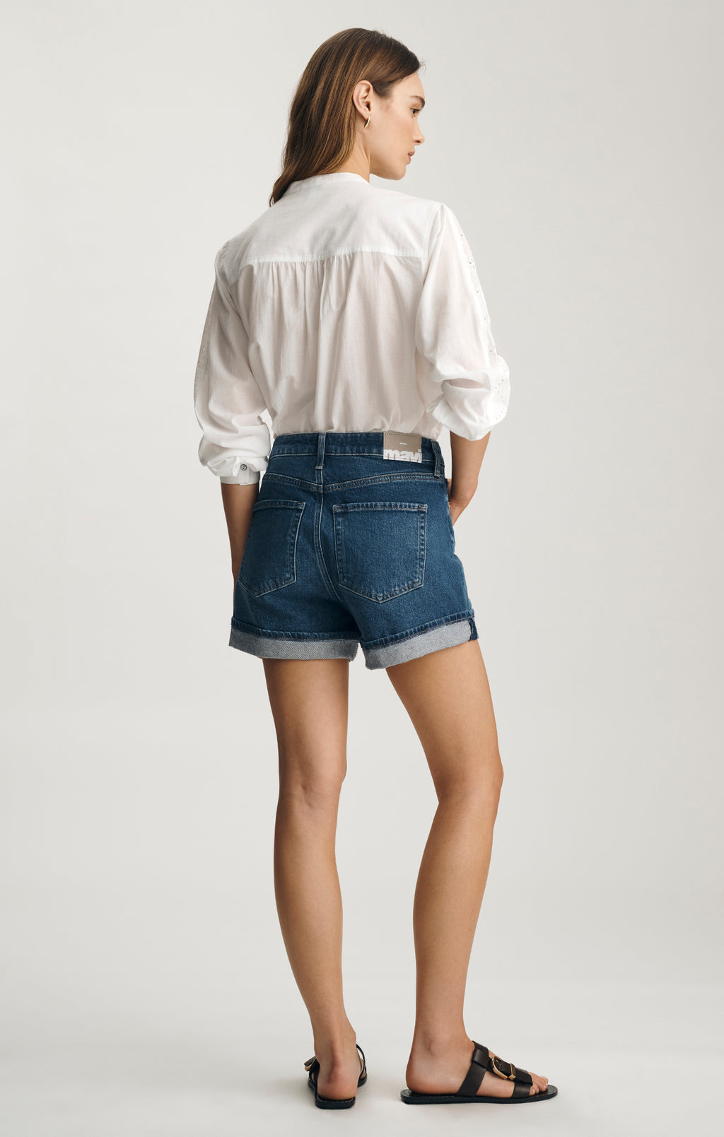 HEIDI CUFFED SHORTS IN MID BRUSHED CLASSIC BLUE