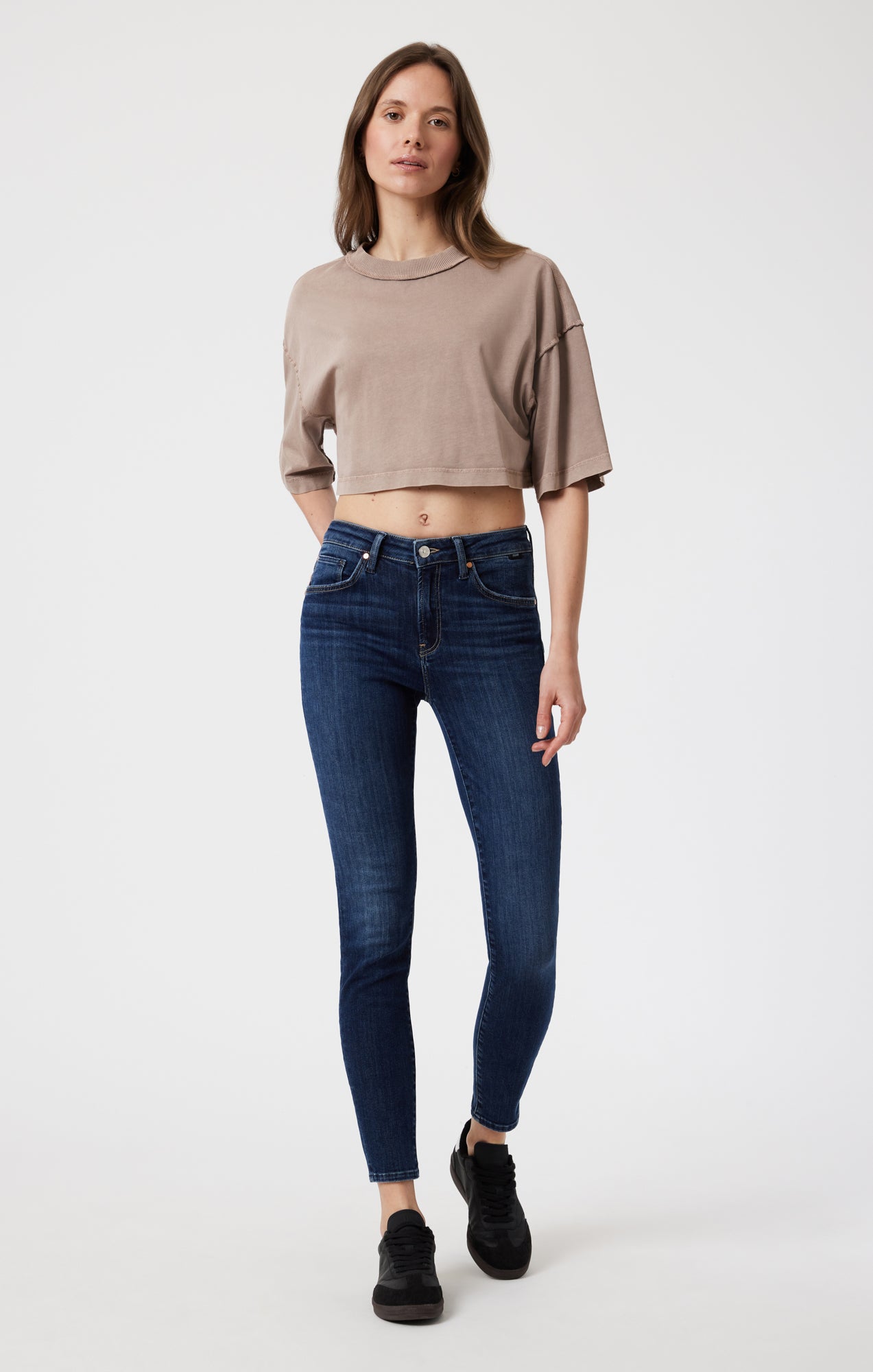 DROP SHOULDER CROPPED T-SHIRT IN MOON ROCK - Mavi Jeans