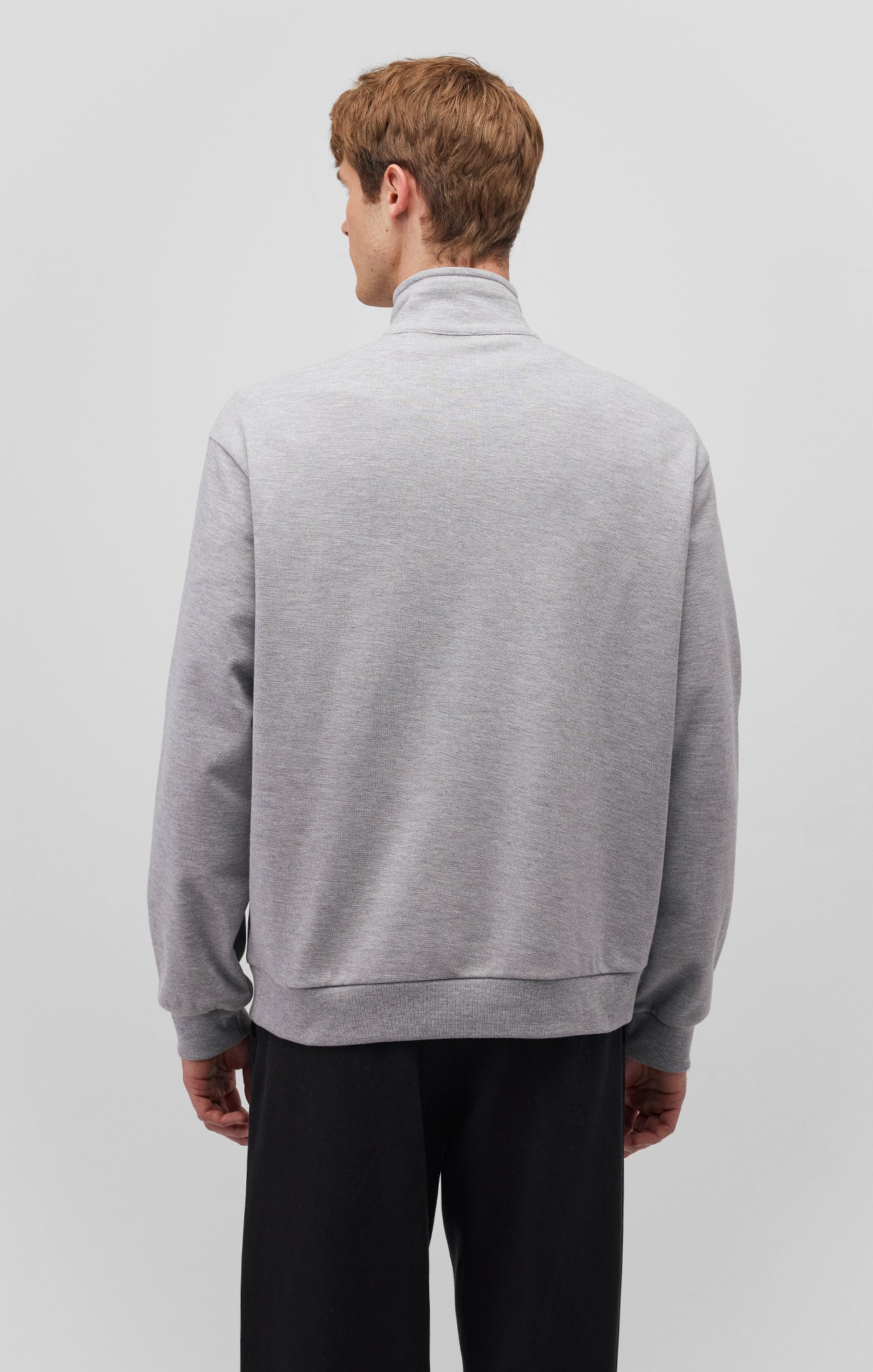 QUARTER ZIP POCKET SWEATSHIRT IN LIGHT GREY MELANGE - Mavi Jeans