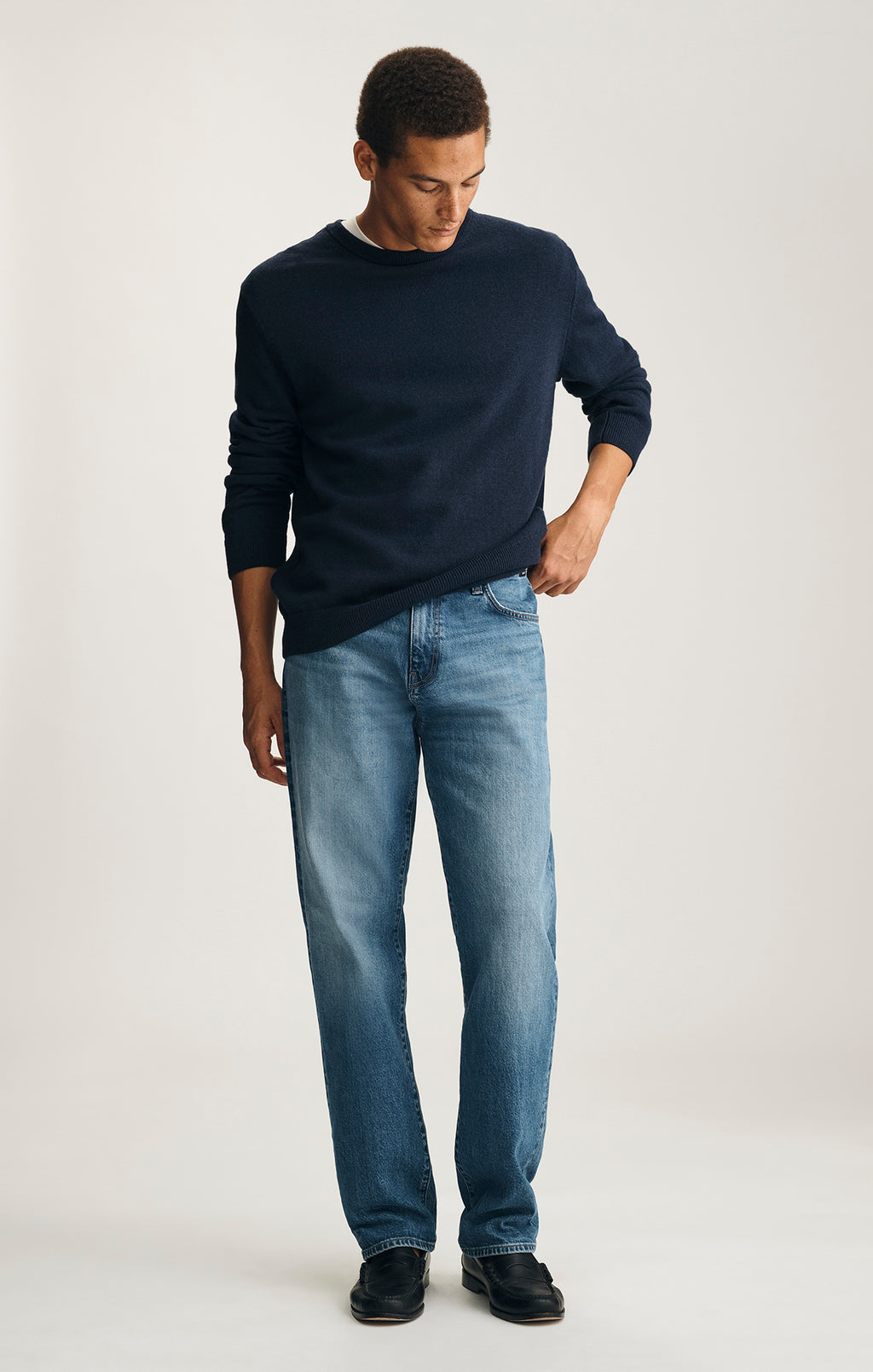 CREW NECK SWEATER IN TOTAL ECLIPSE