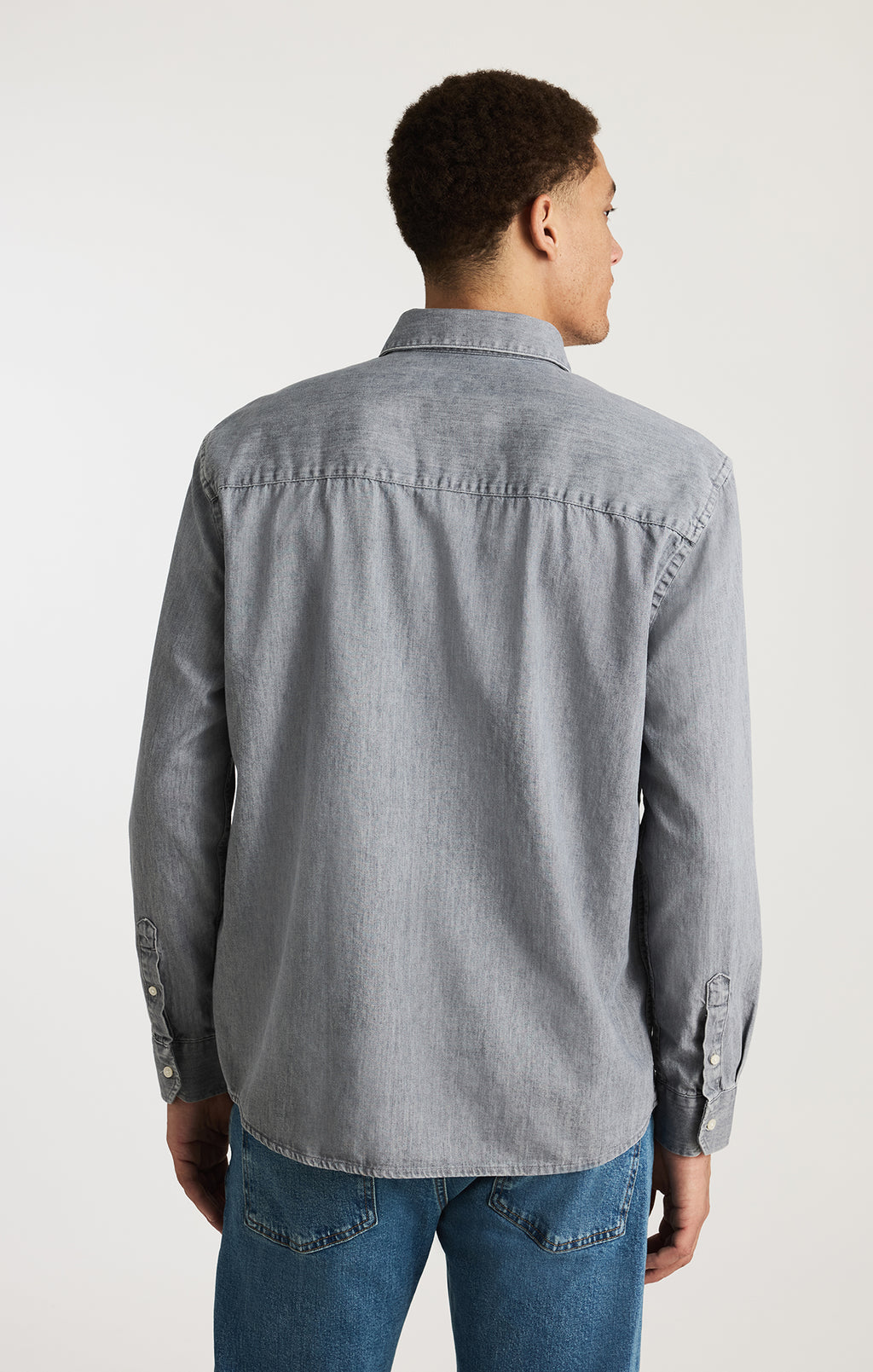 EDITION LONG SLEEVE BUTTON-UP SHIRT IN GREY INDIGO