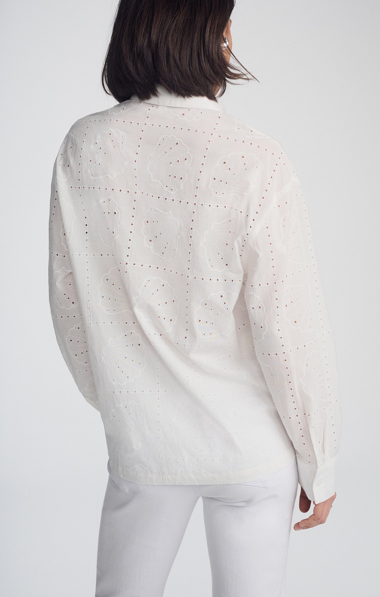 EYELET BUTTON-UP SHIRT IN WHITE - Mavi Jeans