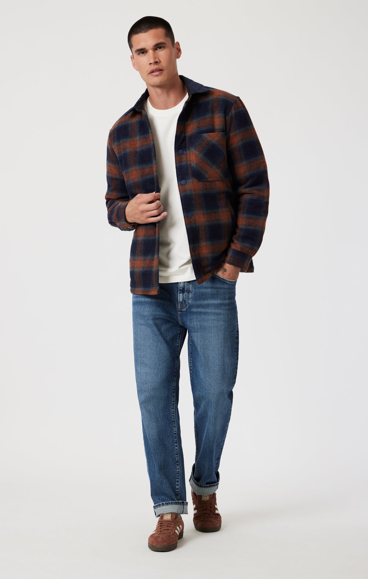 PLAID SHACKET IN BRICK RED CHECK - Mavi Jeans