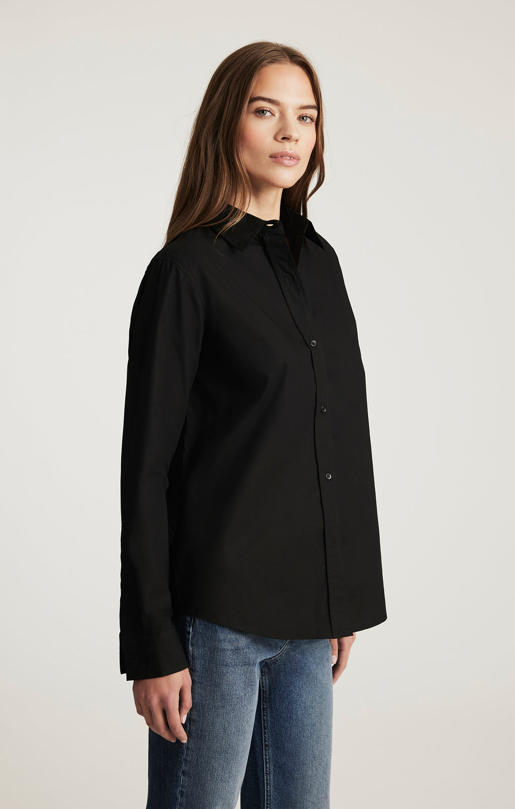 LONG SLEEVE BUTTON-UP SHIRT IN BLACK - Mavi Jeans