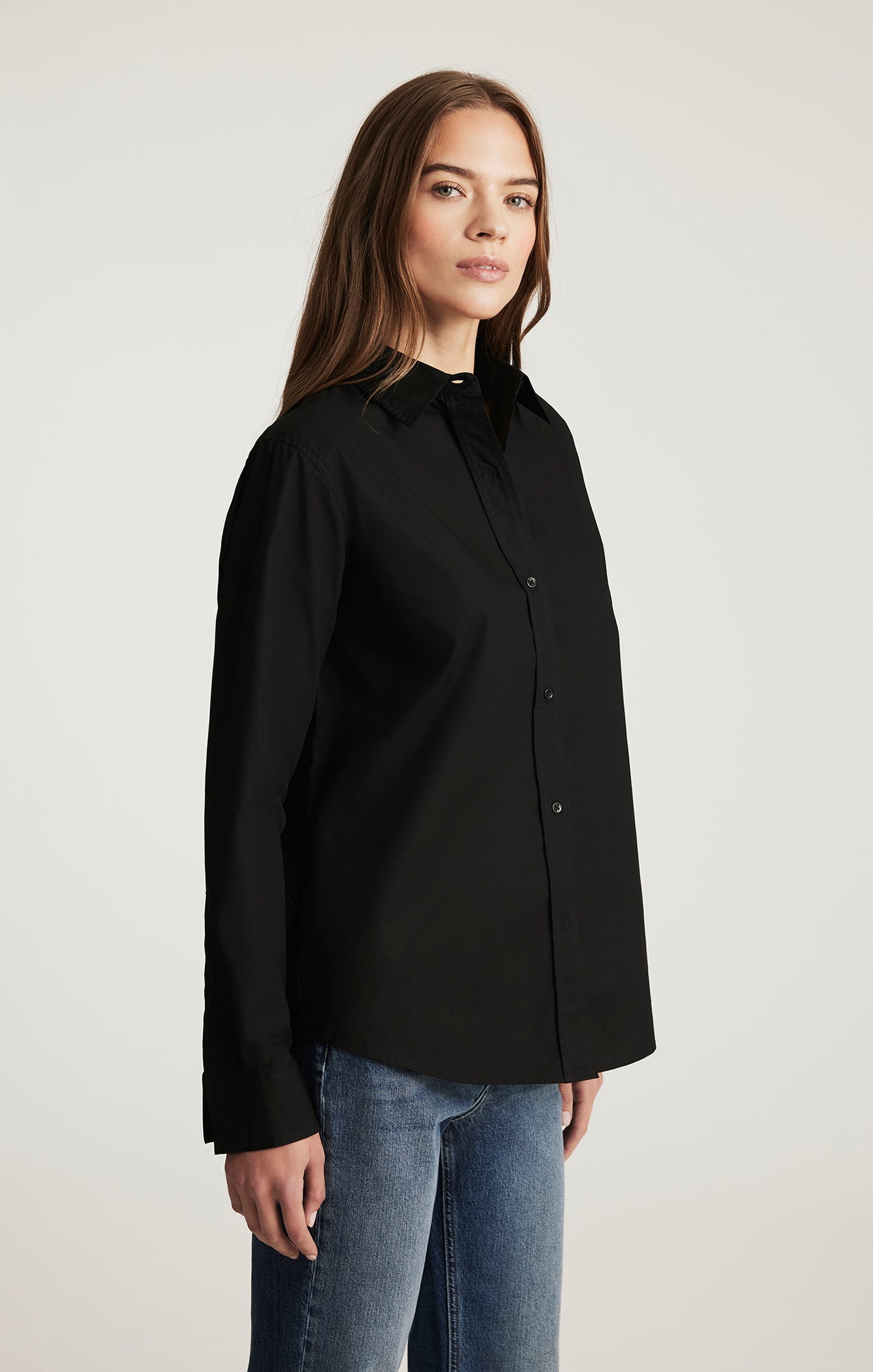 LONG SLEEVE BUTTON-UP SHIRT IN BLACK - Mavi Jeans