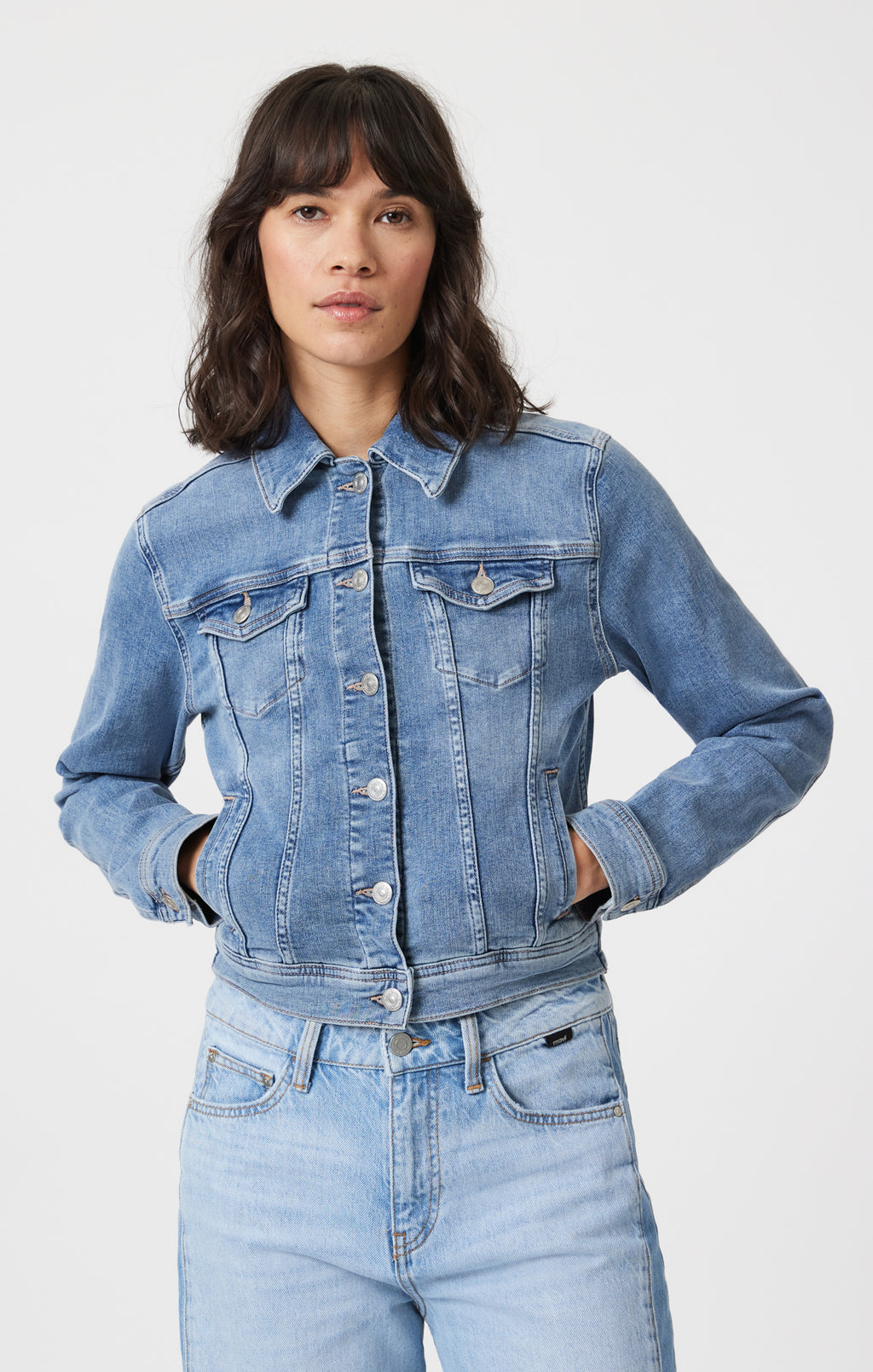 CECILIA DENIM JACKET IN LIGHT BRUSHED FLEX BLUE - Mavi Jeans