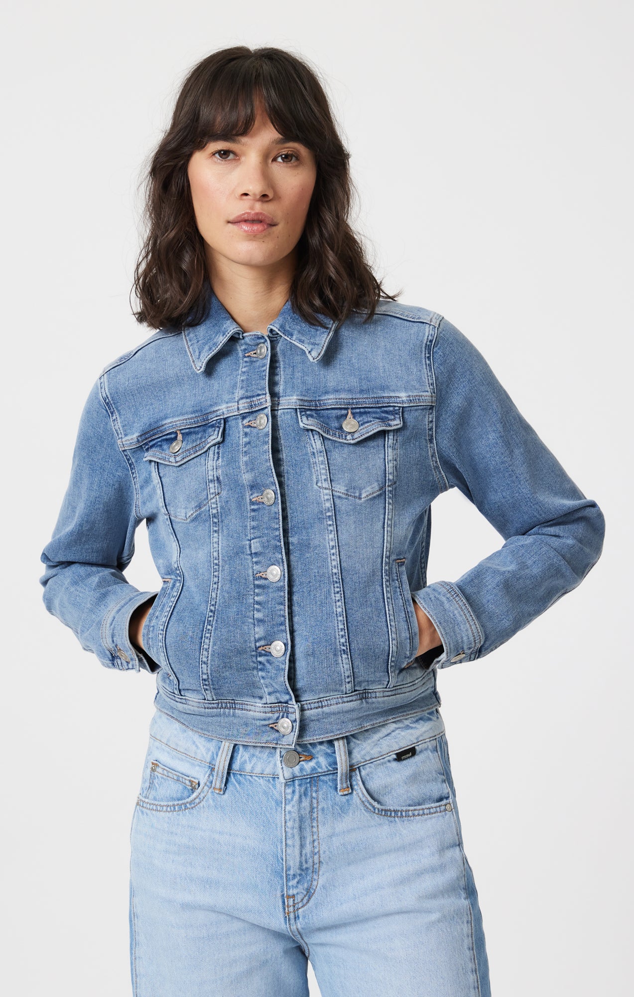 CECILIA DENIM JACKET IN LIGHT BRUSHED FLEX BLUE - Mavi Jeans