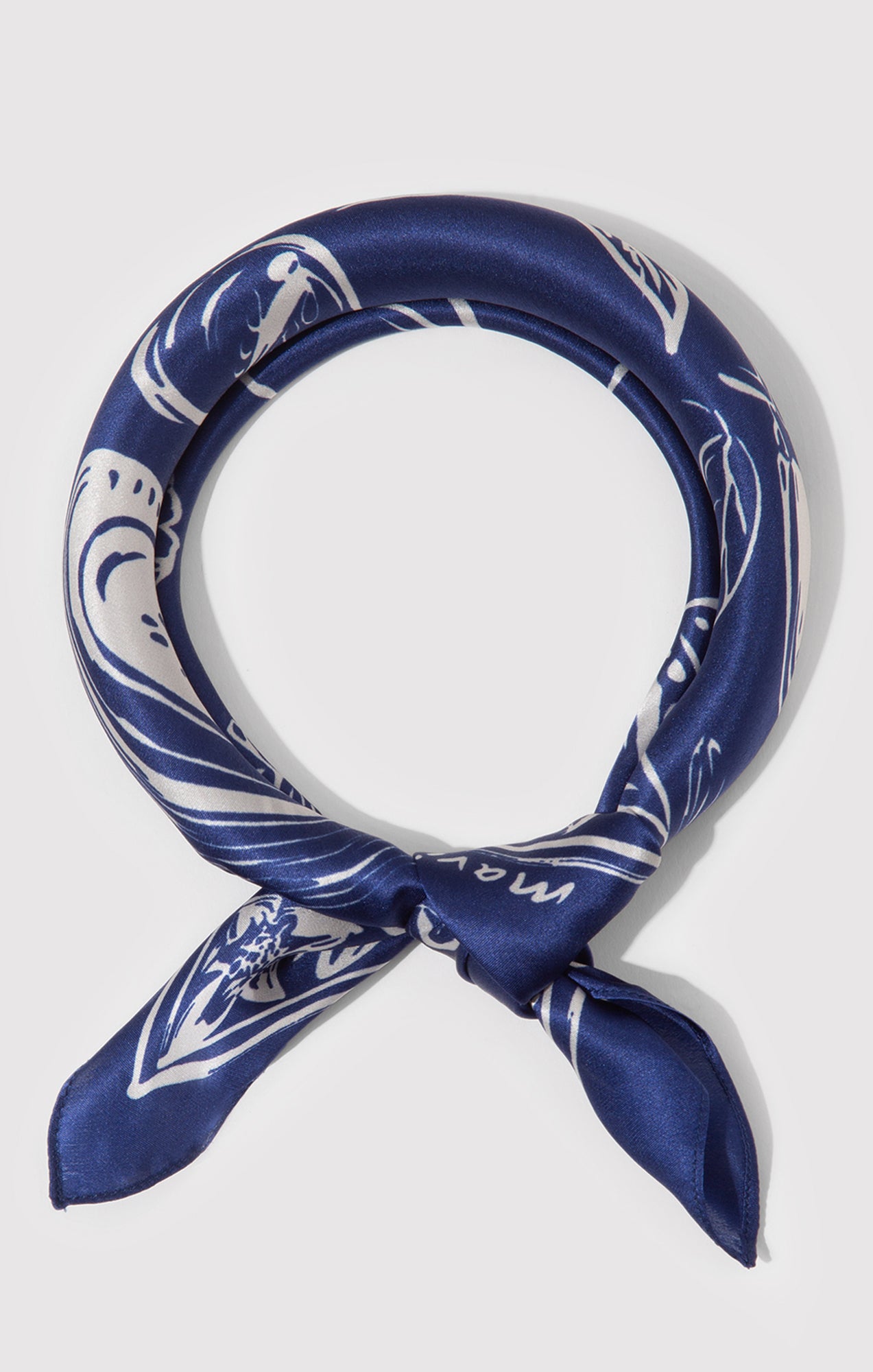 SMALL SILK PICNIC BANDANA IN NAVY BLUE - Mavi Jeans