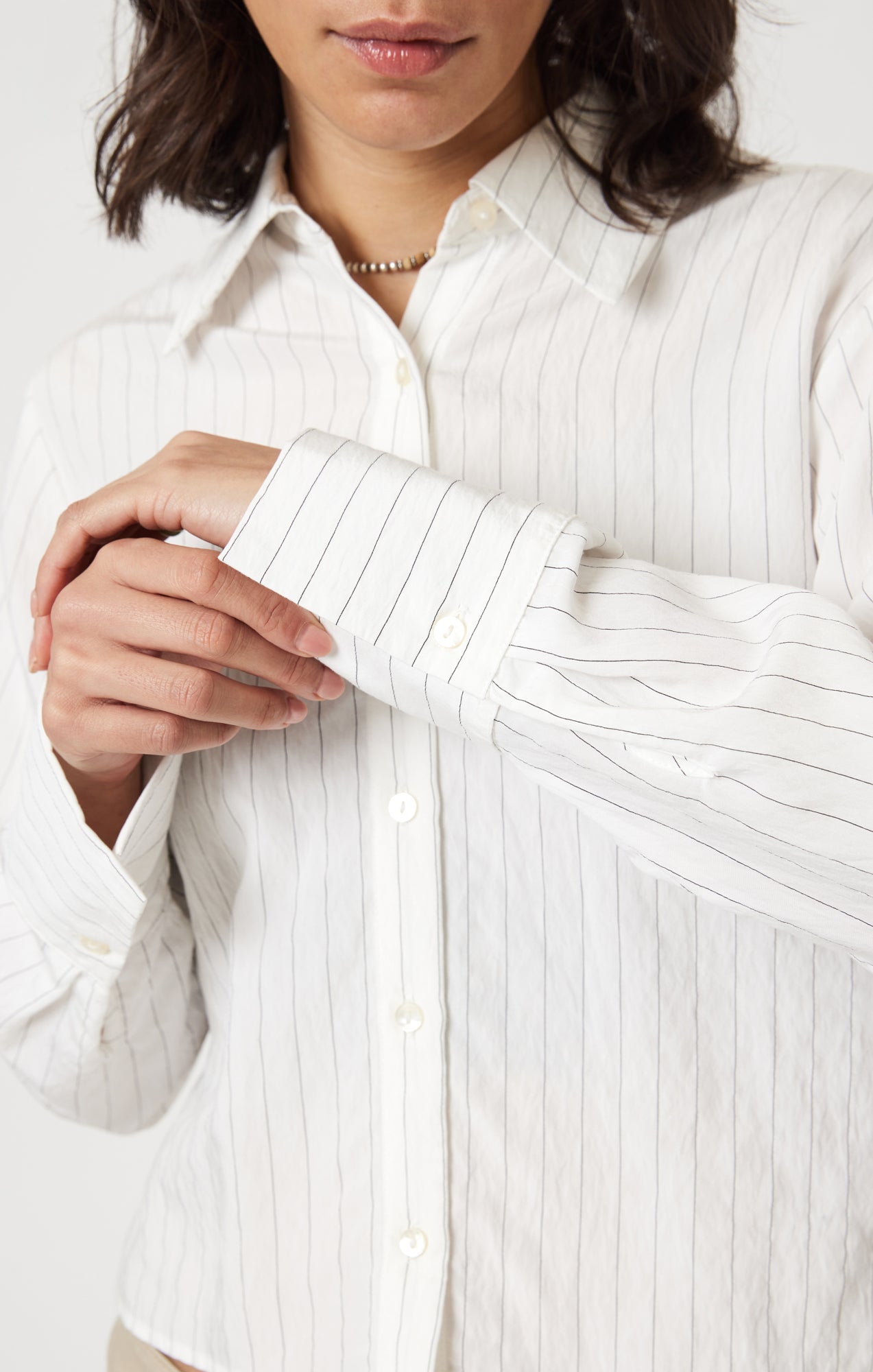 LONG SLEEVE BUTTON-UP SHIRT IN BLACK PIN STRIPE - Mavi Jeans