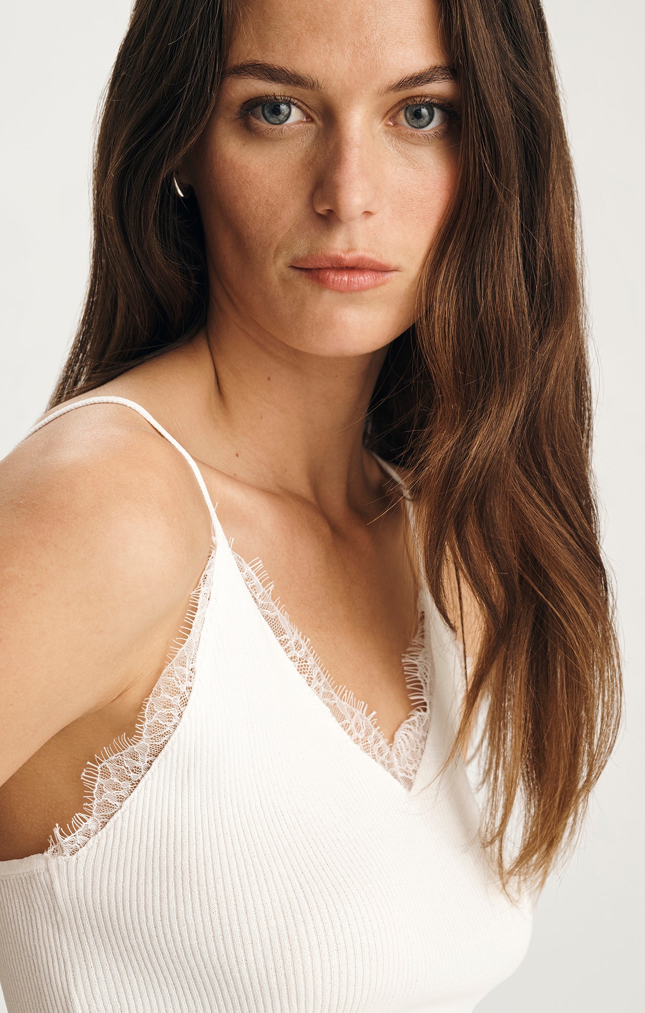 EDITION LACE CAMI SWEATER IN ANTIQUE WHITE