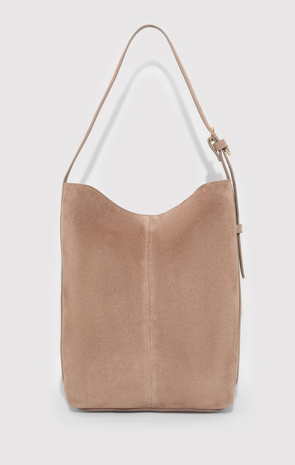 SUEDE BUCKET BAG IN SILVER MINK