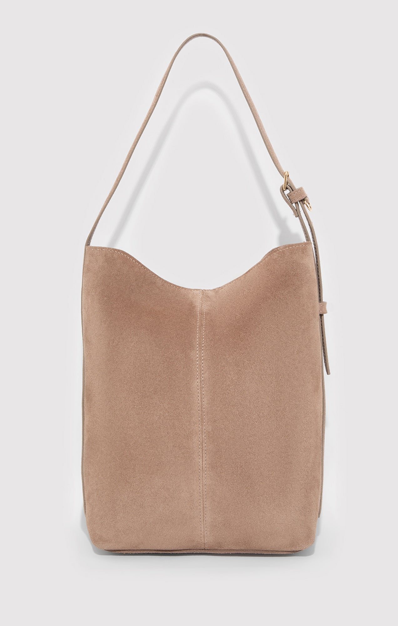 SUEDE BUCKET BAG IN SILVER MINK