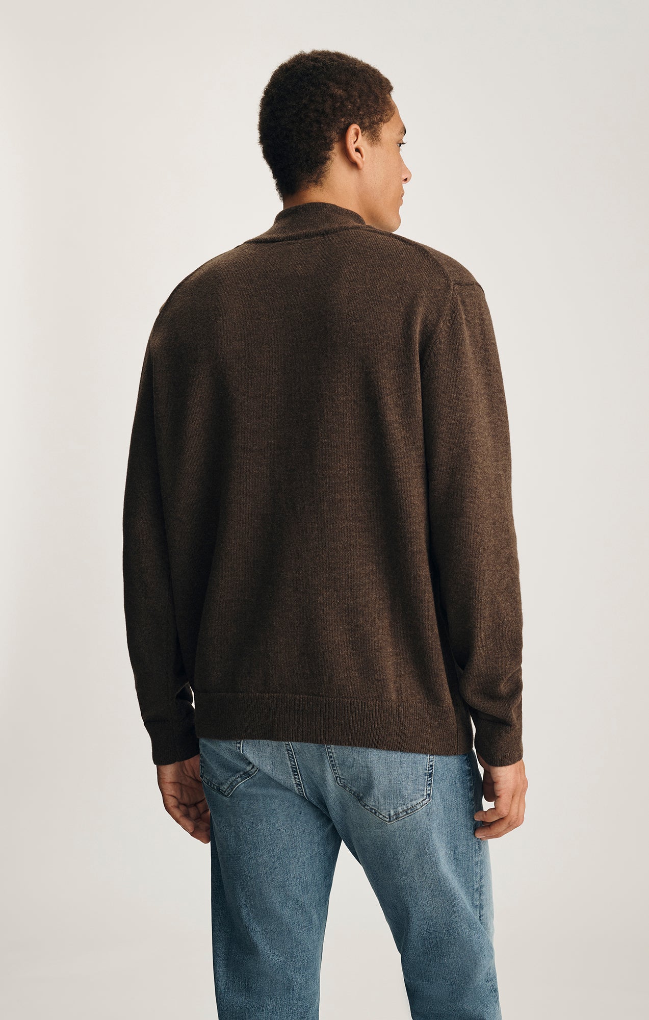 HALF ZIP SWEATER IN SEAL BROWN