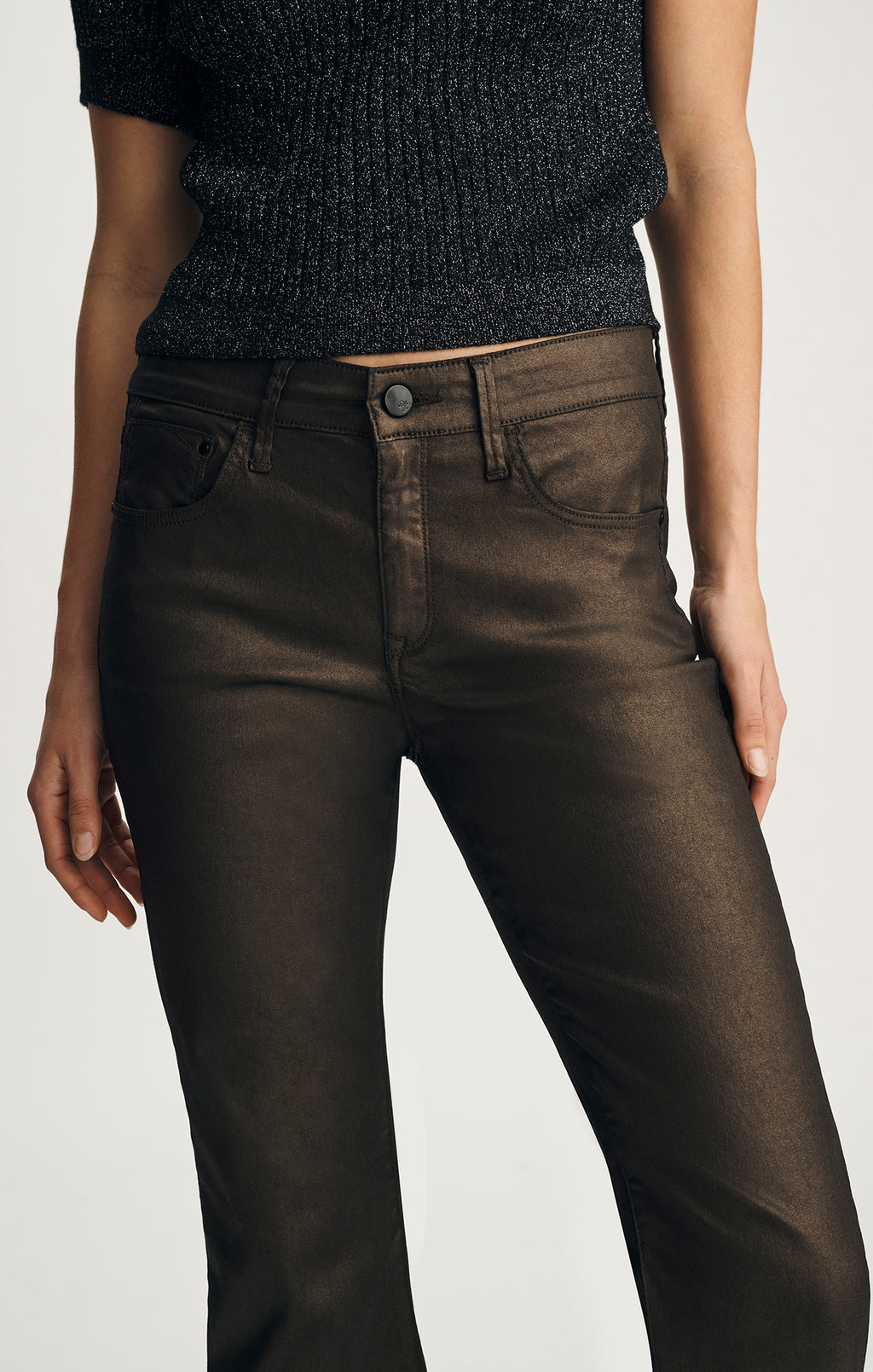 VICKY BOOTCUT IN BROWN SHINY GOLD PREMIUM