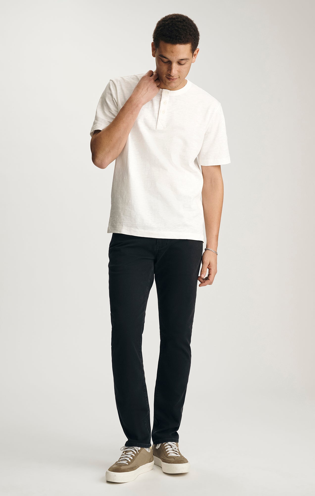 SLUB HENLEY T-SHIRT IN ANTIQUE WHITE - Mavi Jeans